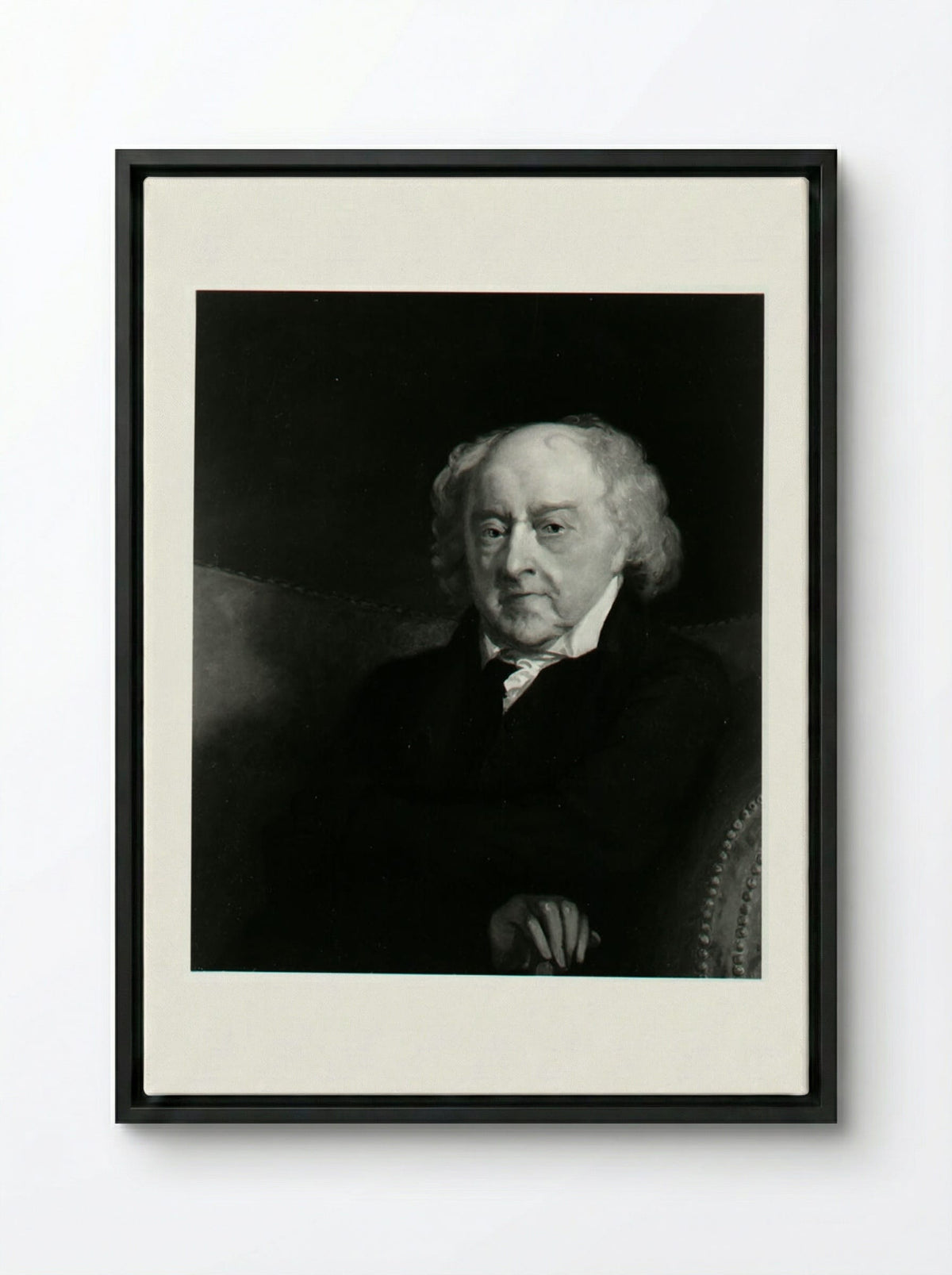 John Adams (Portrait, After Gilbert Stuart) - Fine Art Print - Framed Canvas Black