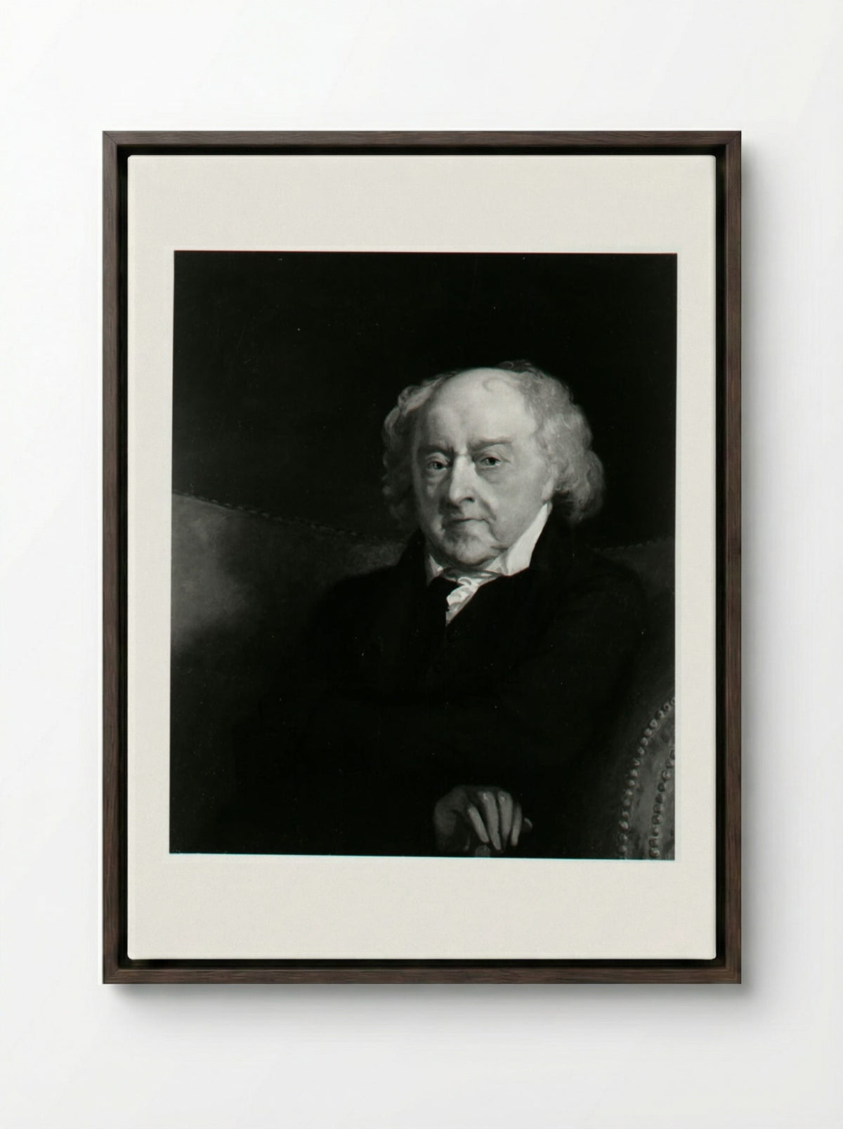 John Adams (Portrait, After Gilbert Stuart) - Fine Art Print - Framed Canvas Dark Wood