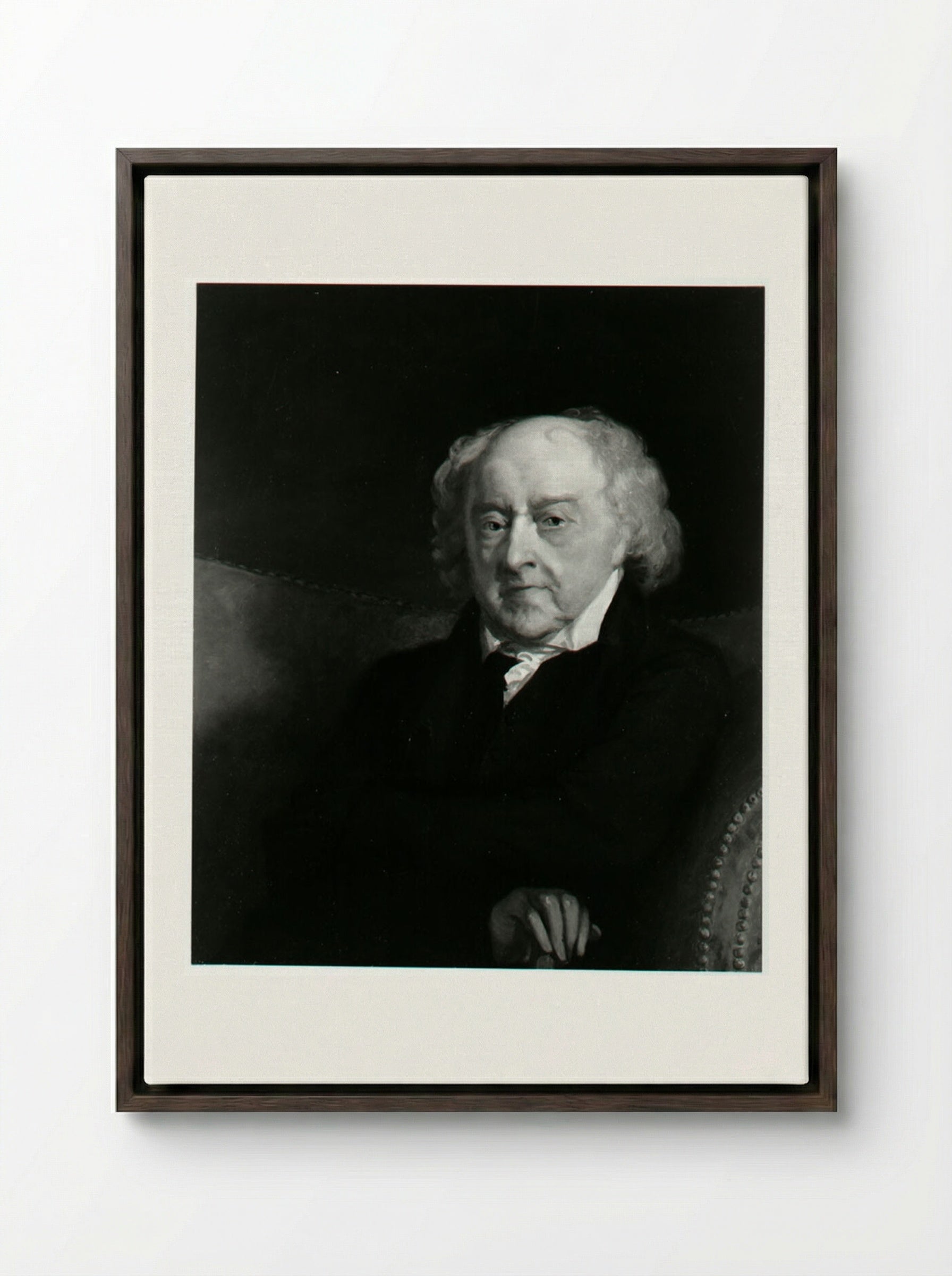 John Adams (Portrait, After Gilbert Stuart) - Fine Art Print - Framed Canvas Dark Wood