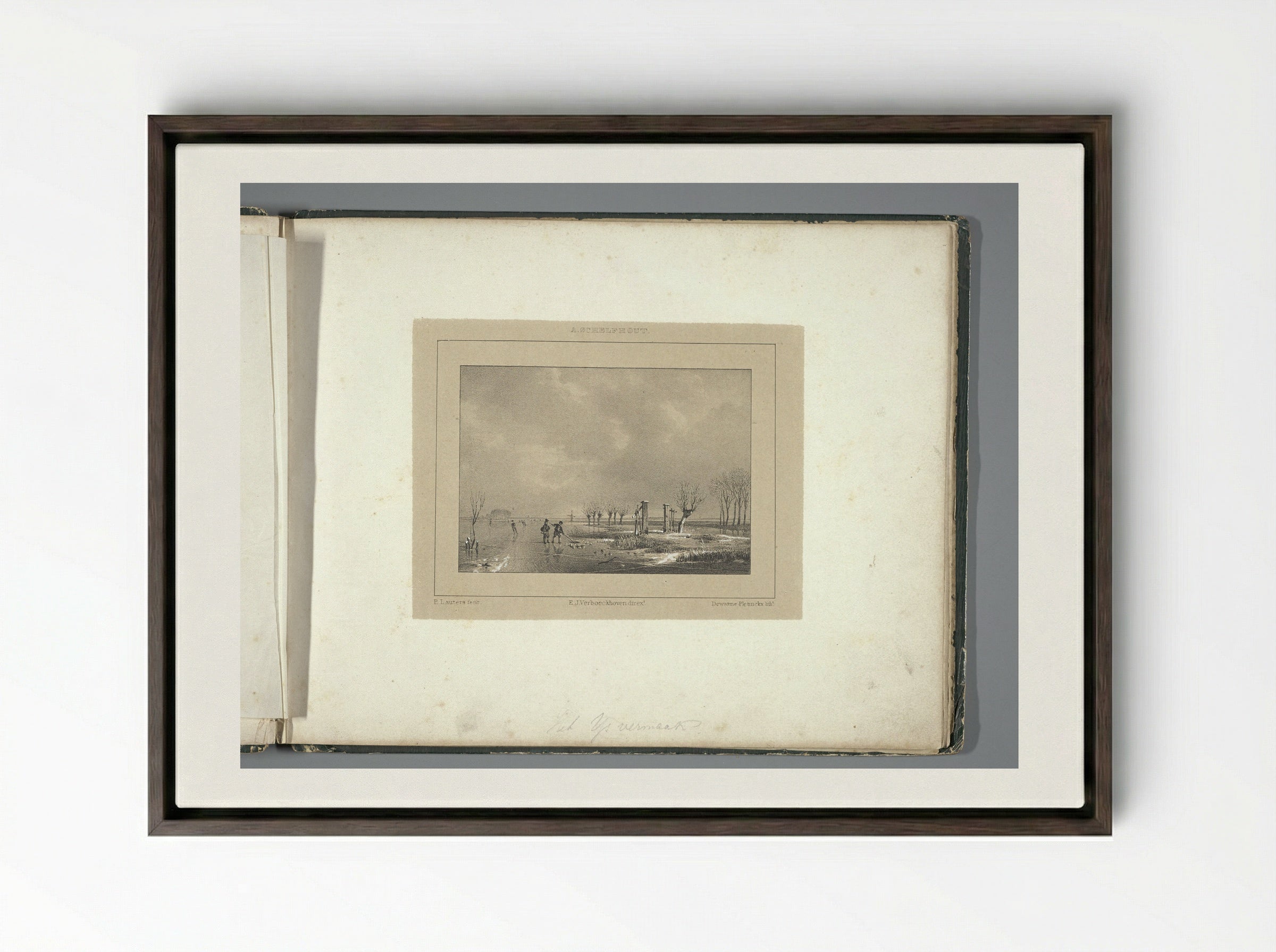 Het ijsvermaak - Paul Lauters - Framed Canvas Dark Wood
