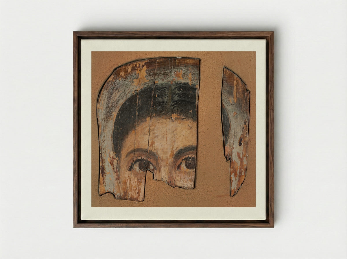 Untitled (Fragmentary Mummy Portrait) - Fine Art Print - Framed Canvas Dark Wood