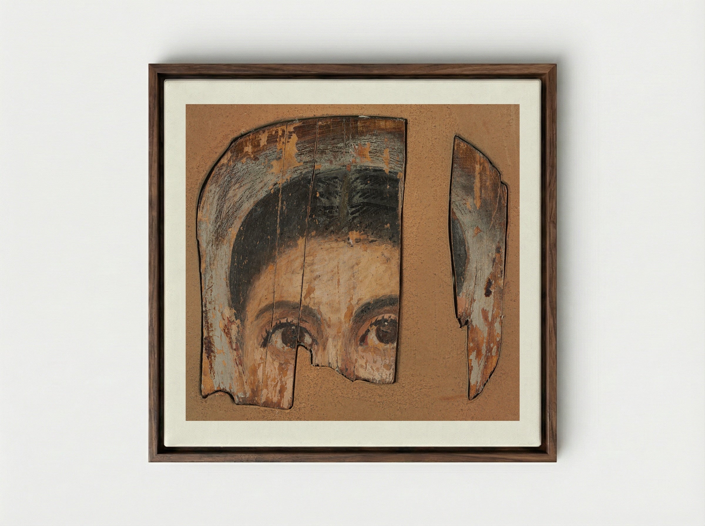 Untitled (Fragmentary Mummy Portrait) - Fine Art Print - Framed Canvas Dark Wood