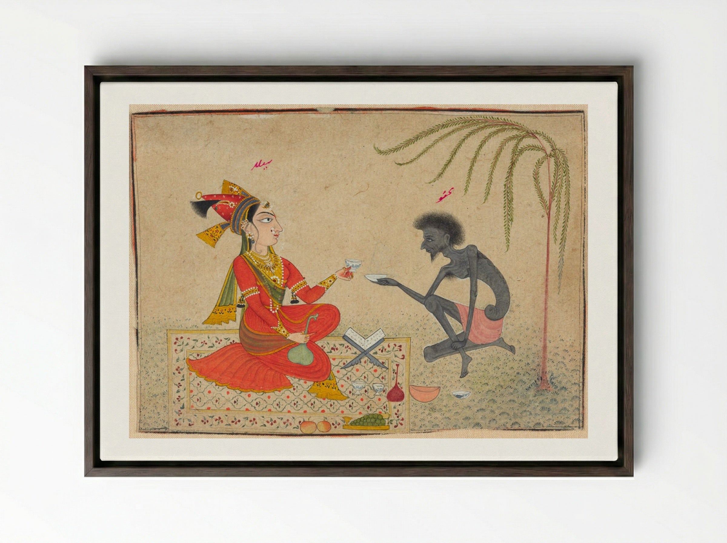 Layla and Majnun - Unknown Artist - Framed Canvas Dark Wood