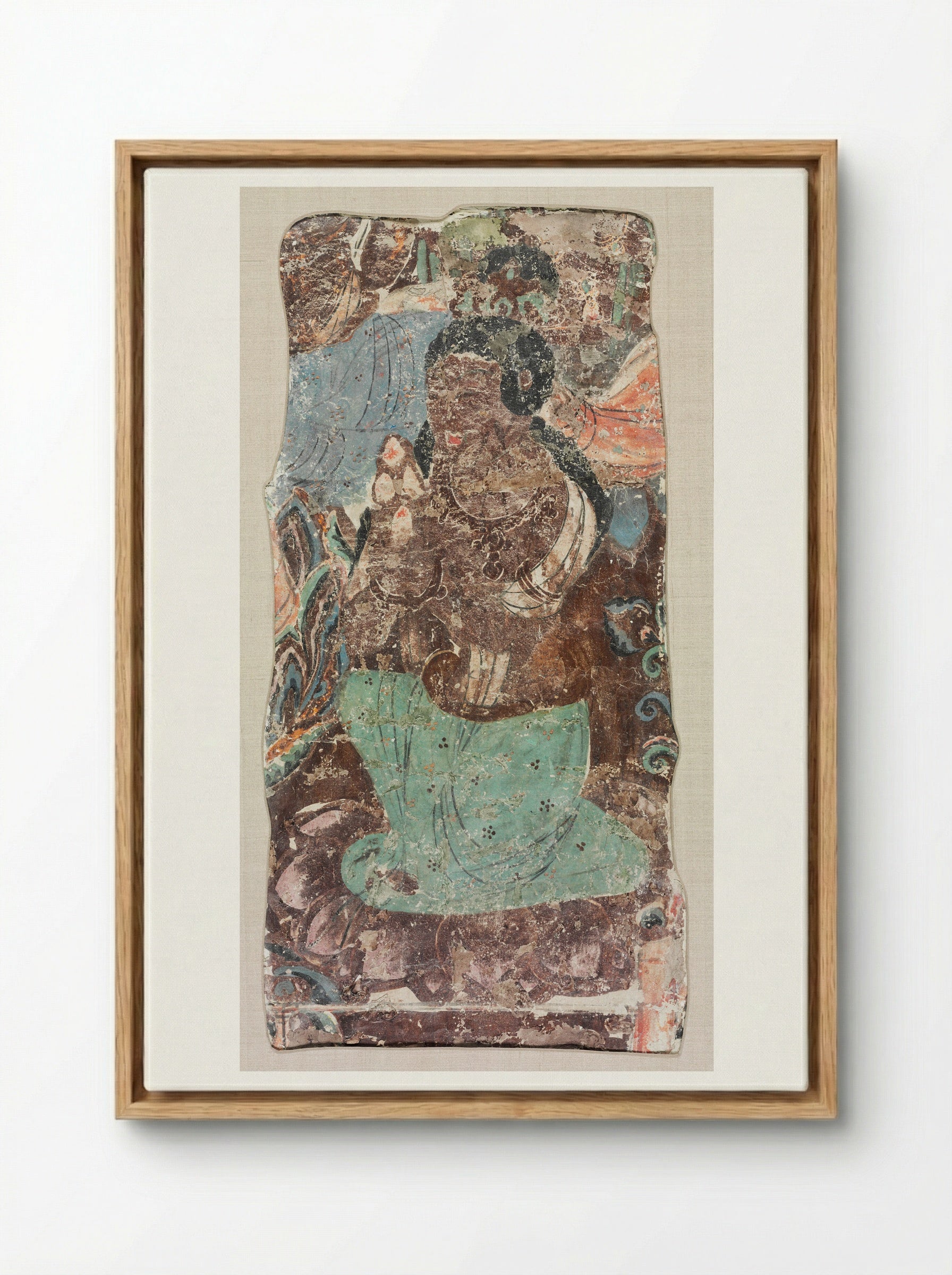 Kneeling Attendant Holding a Triple Jewel - Unknown Artist - Framed Canvas Wood
