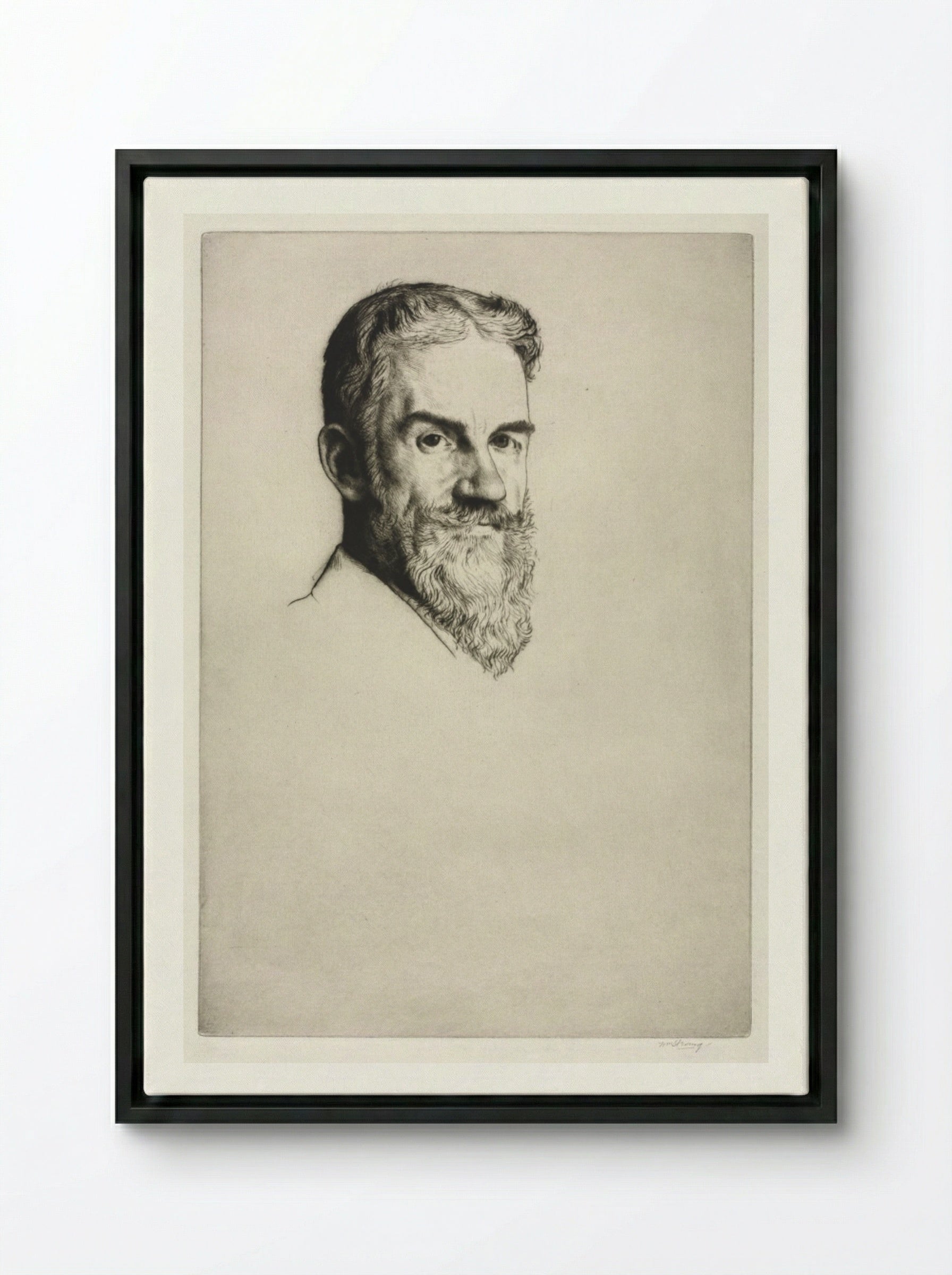 George Bernard Shaw - William Strang - Framed Canvas Black