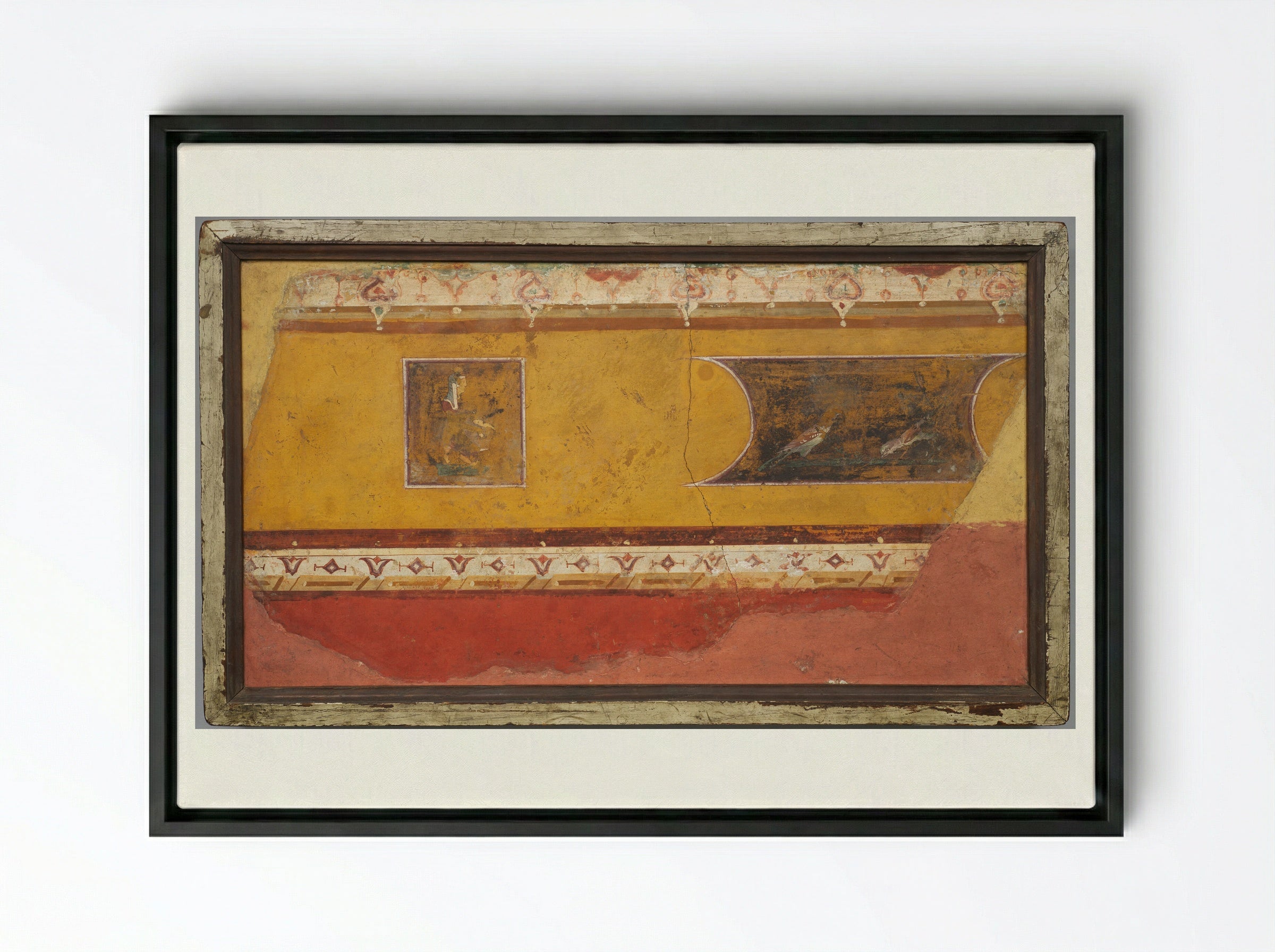 Wall Painting Fragment from the Villa at Boscotrecase - Unknown Artist - Framed Canvas Black