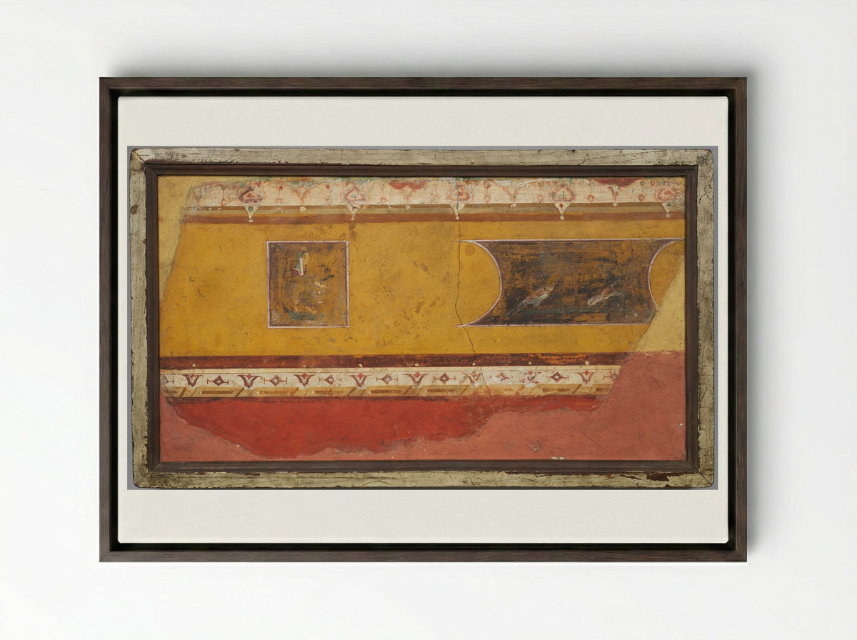 Wall Painting Fragment from the Villa at Boscotrecase - Unknown Artist - Framed Canvas Dark Wood