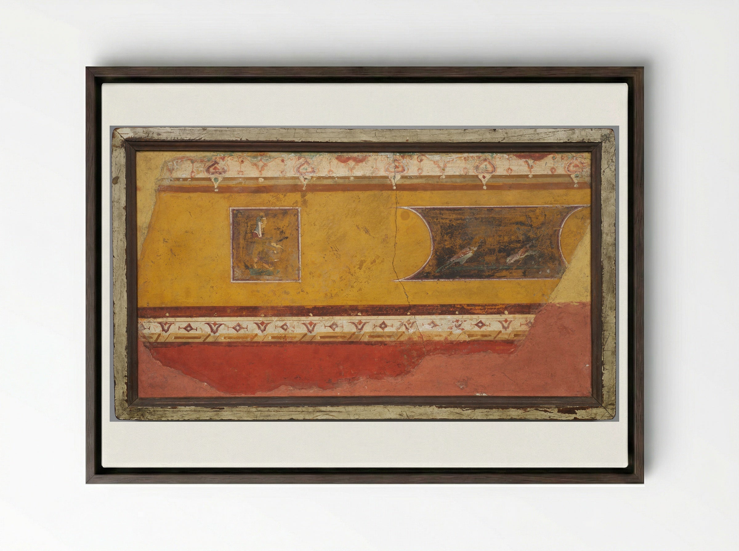 Wall Painting Fragment from the Villa at Boscotrecase - Unknown Artist - Framed Canvas Dark Wood
