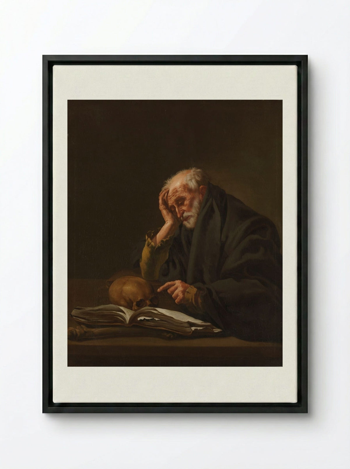 Saint Jerome - Hendrick ter Brugghen - Framed Canvas Black