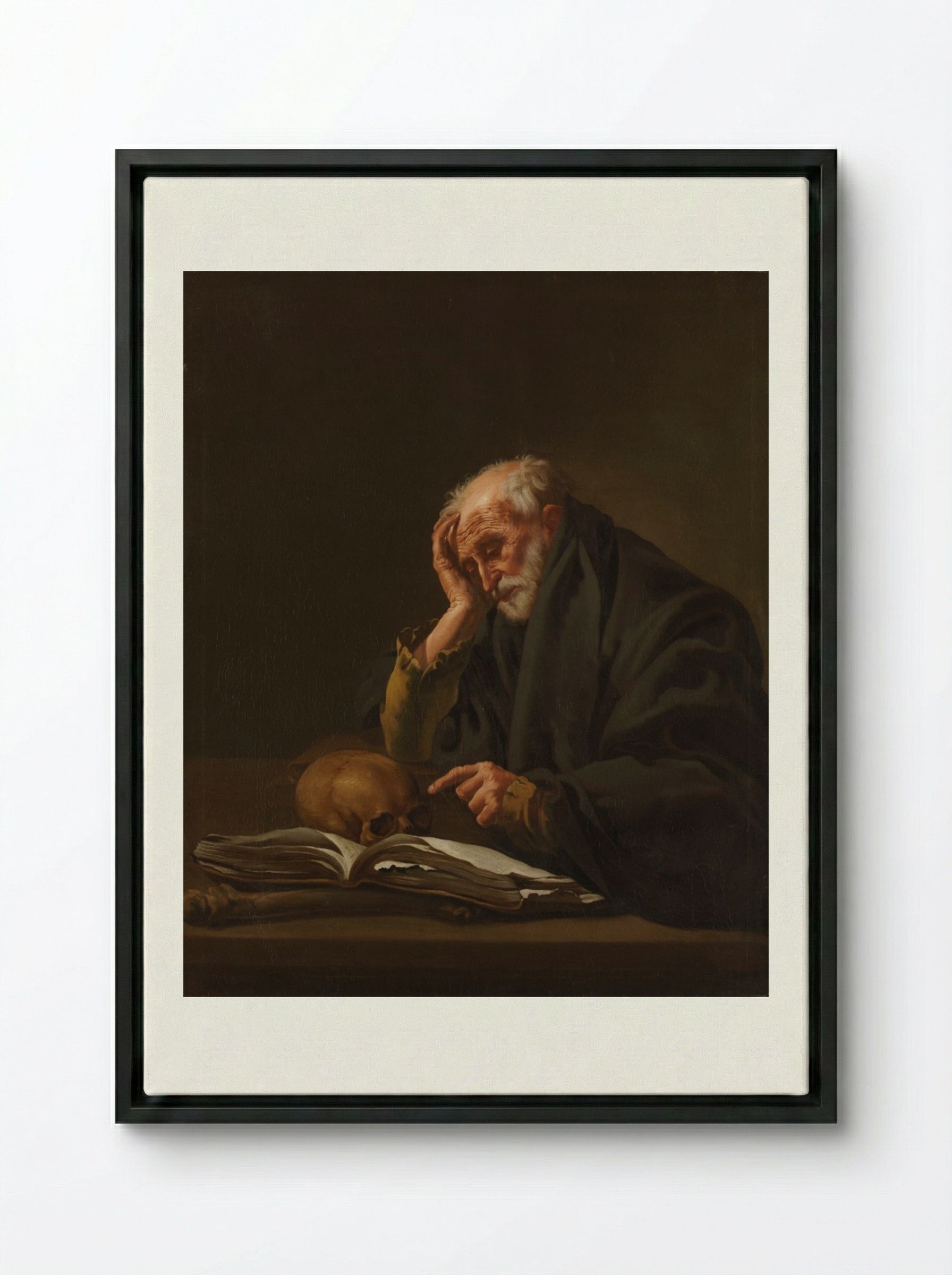 Saint Jerome - Hendrick ter Brugghen - Framed Canvas Black