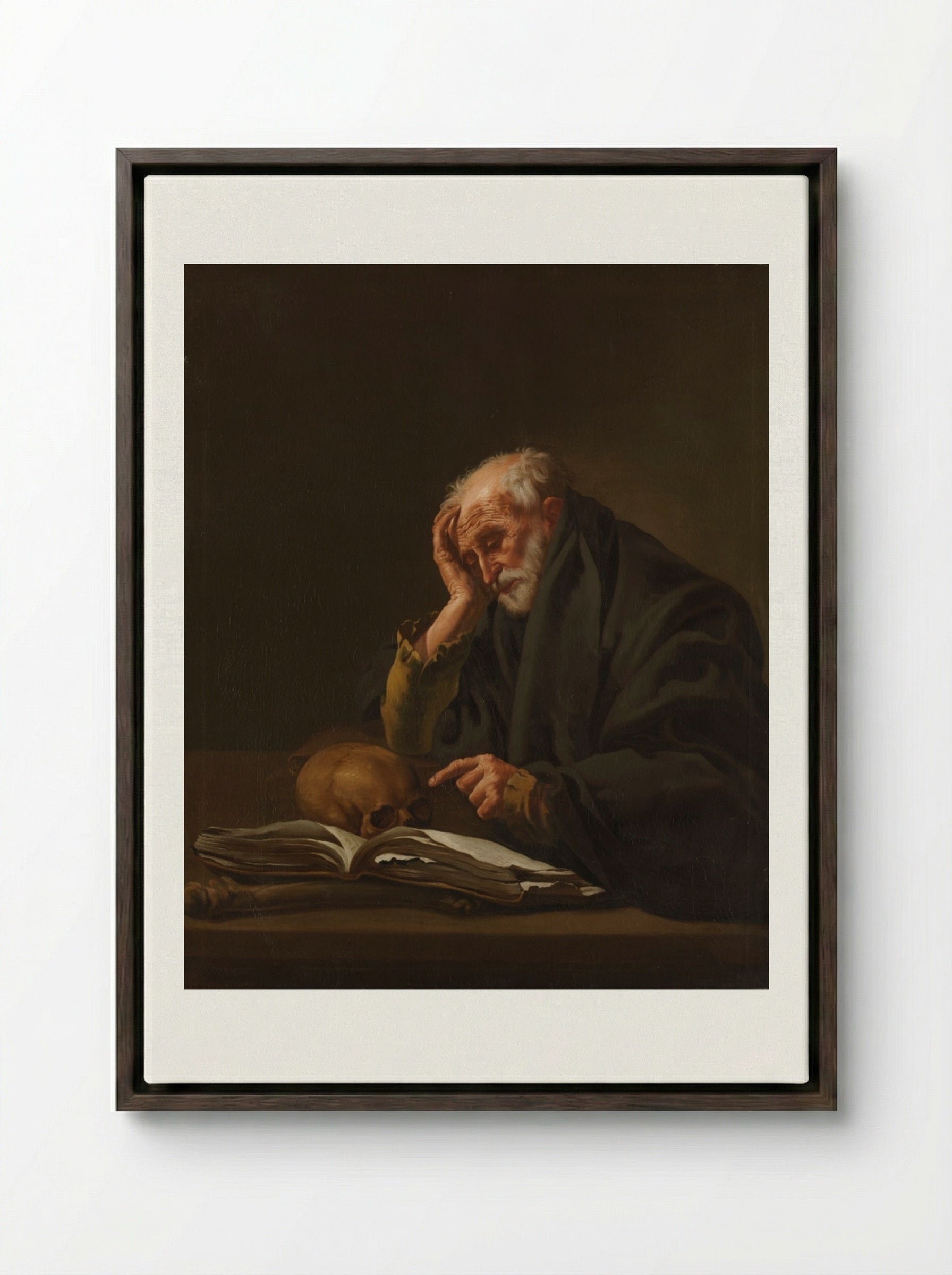 Saint Jerome - Hendrick ter Brugghen - Framed Canvas Dark Wood