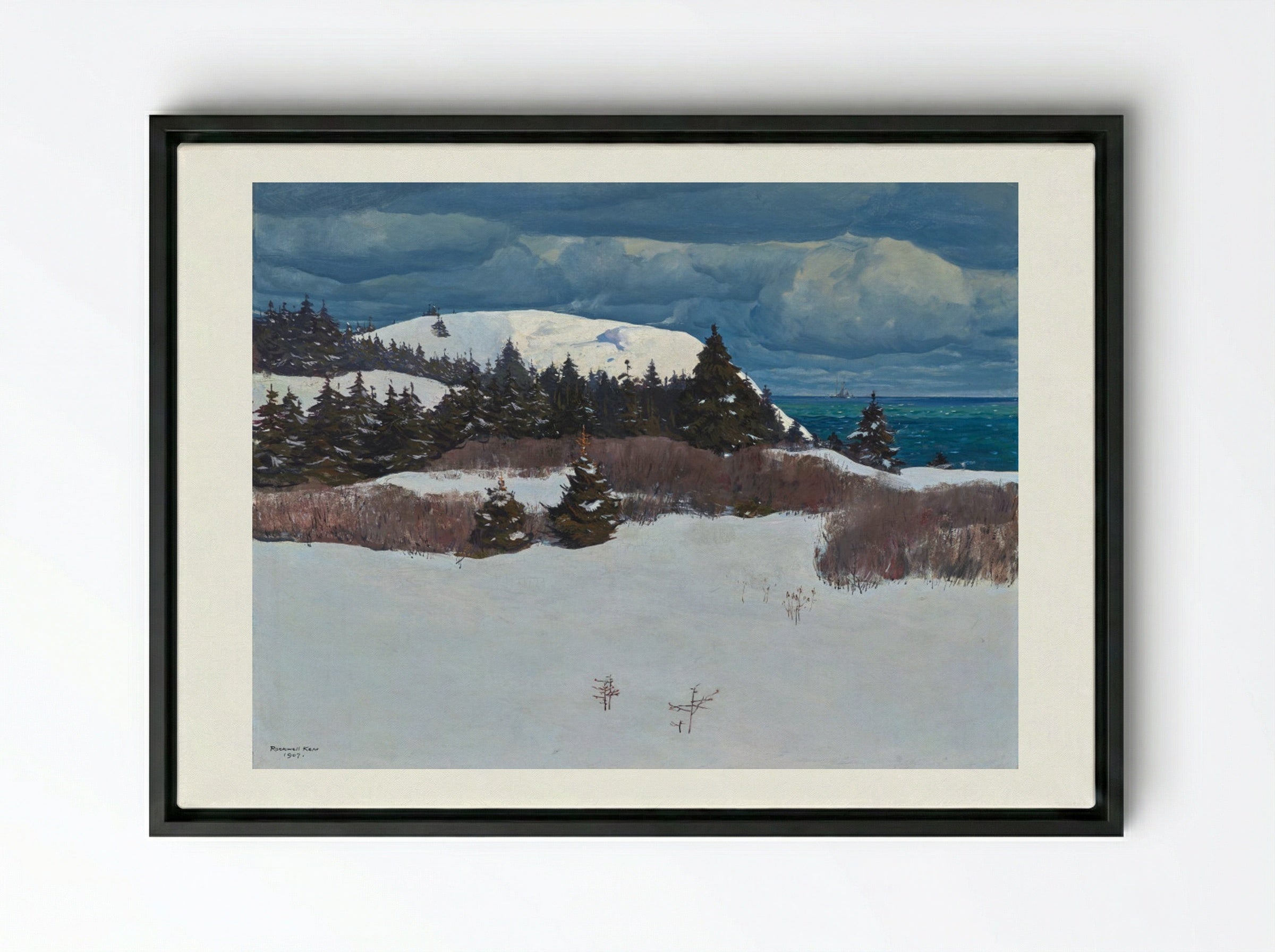 Maine Coast - Rockwell Kent - Framed Canvas Black