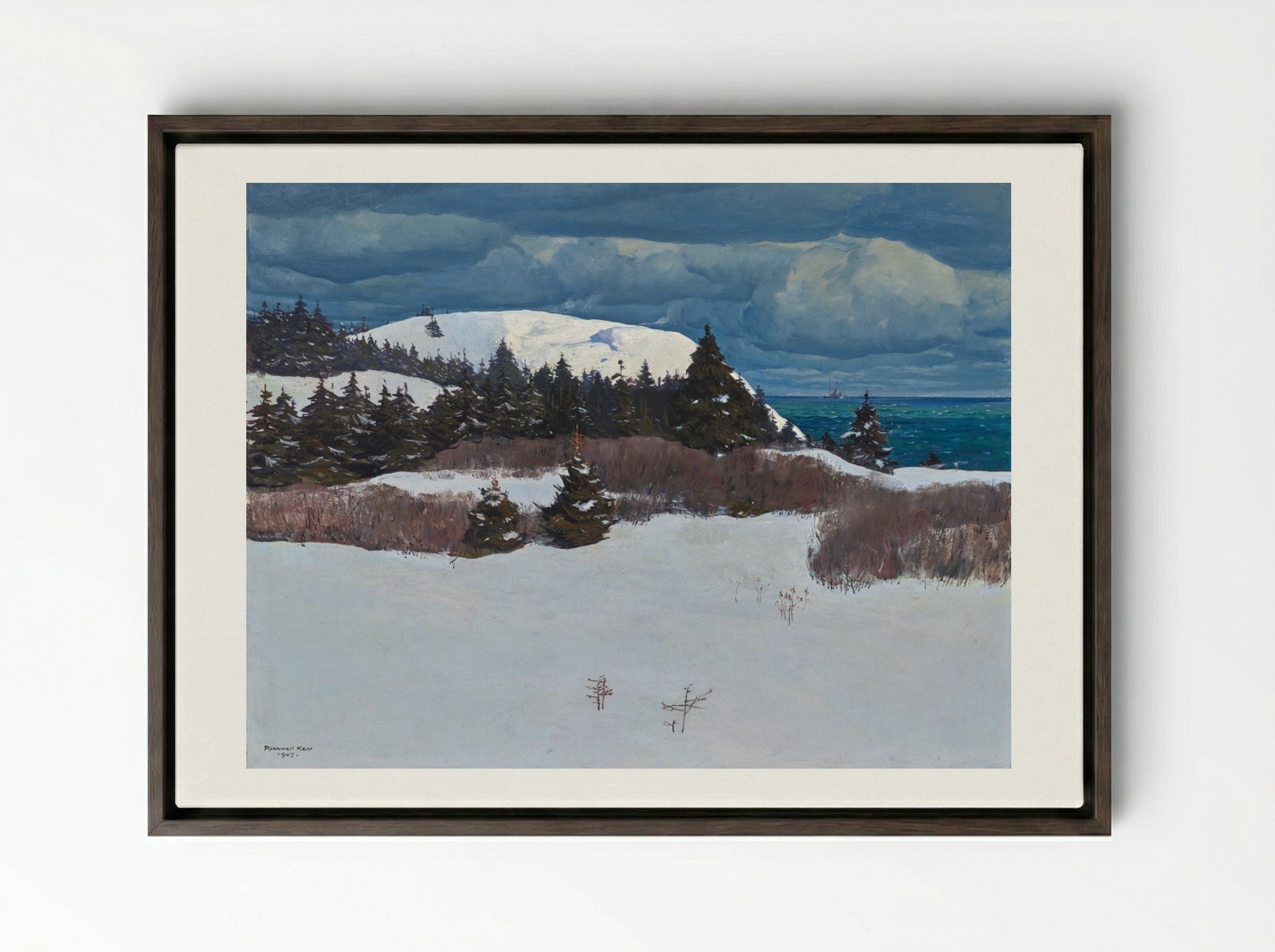 Maine Coast - Rockwell Kent - Framed Canvas Dark Wood