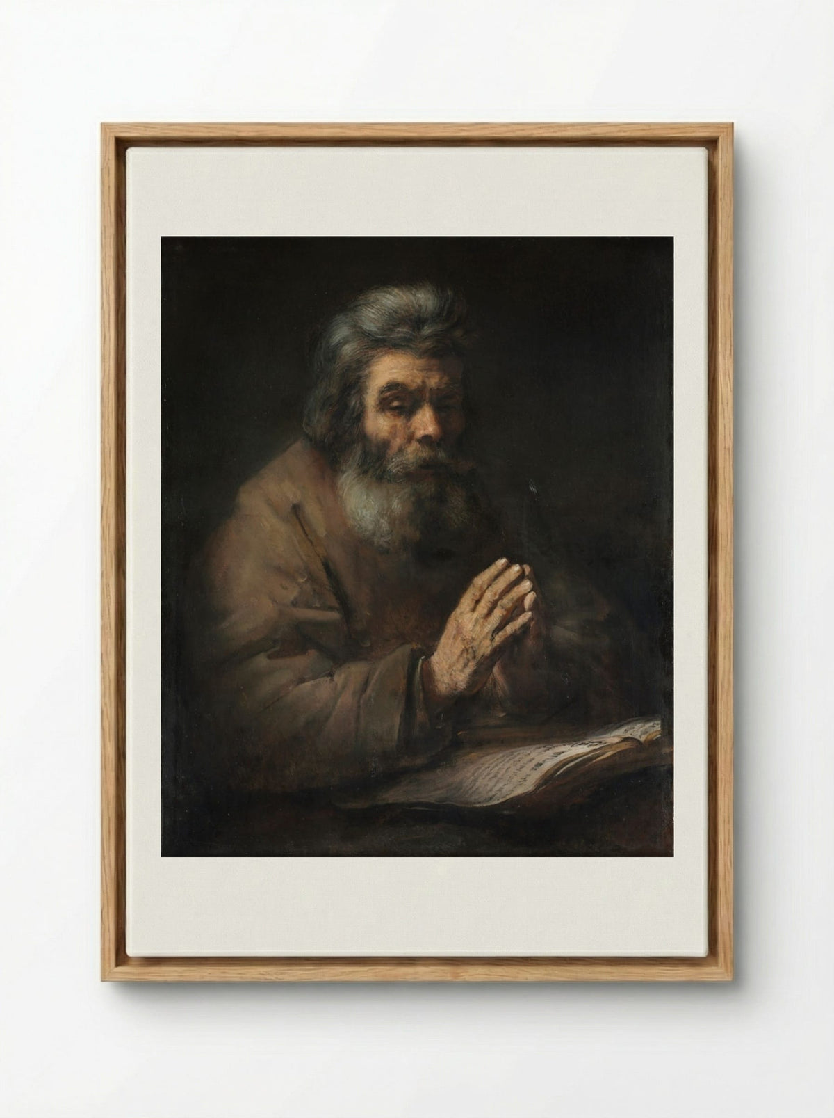 An Elderly Man in Prayer - Rembrandt van Rijn - Framed Canvas Wood