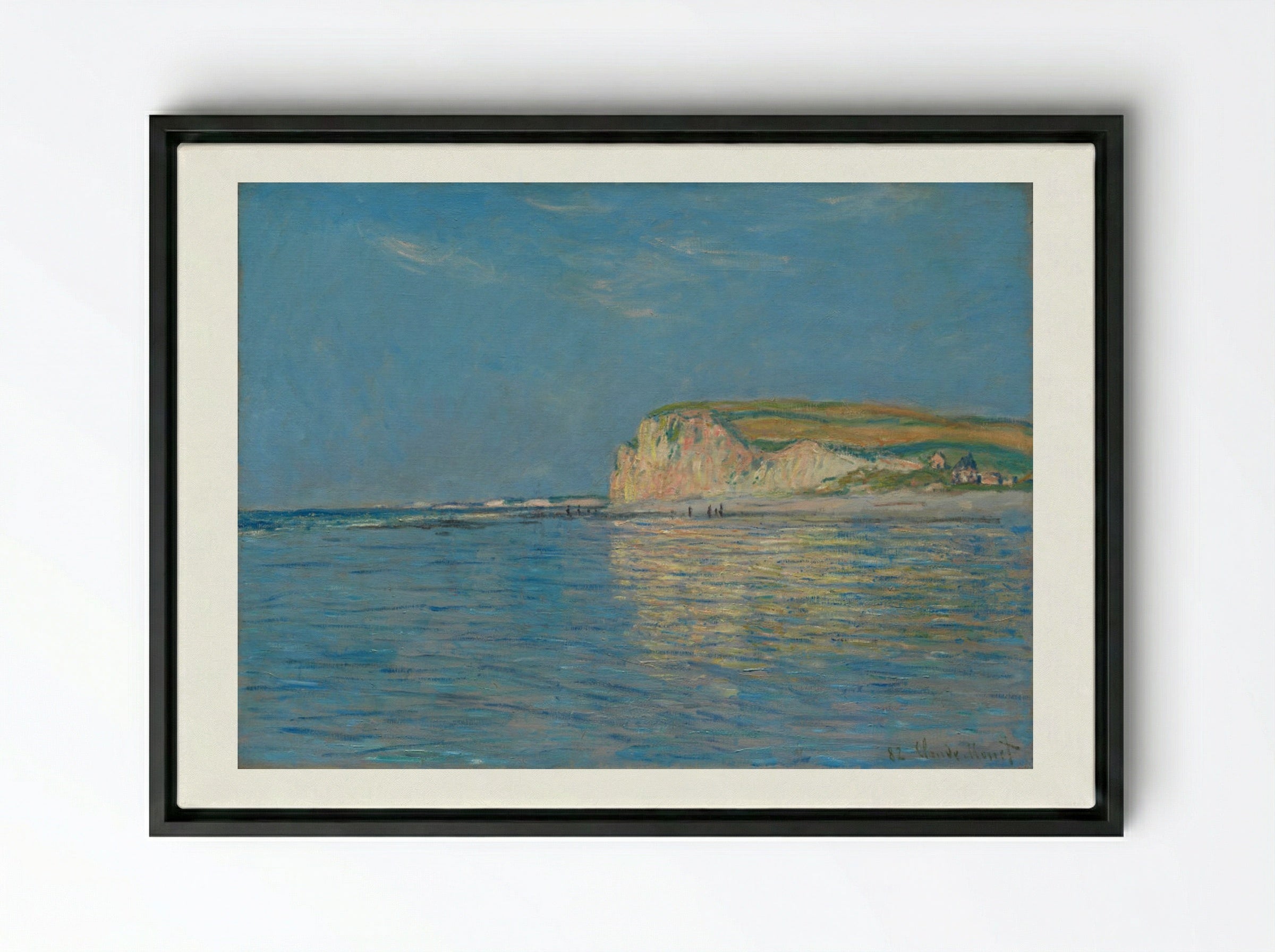 Low Tide at Pourville, near Dieppe - Claude Monet - Framed Canvas Black