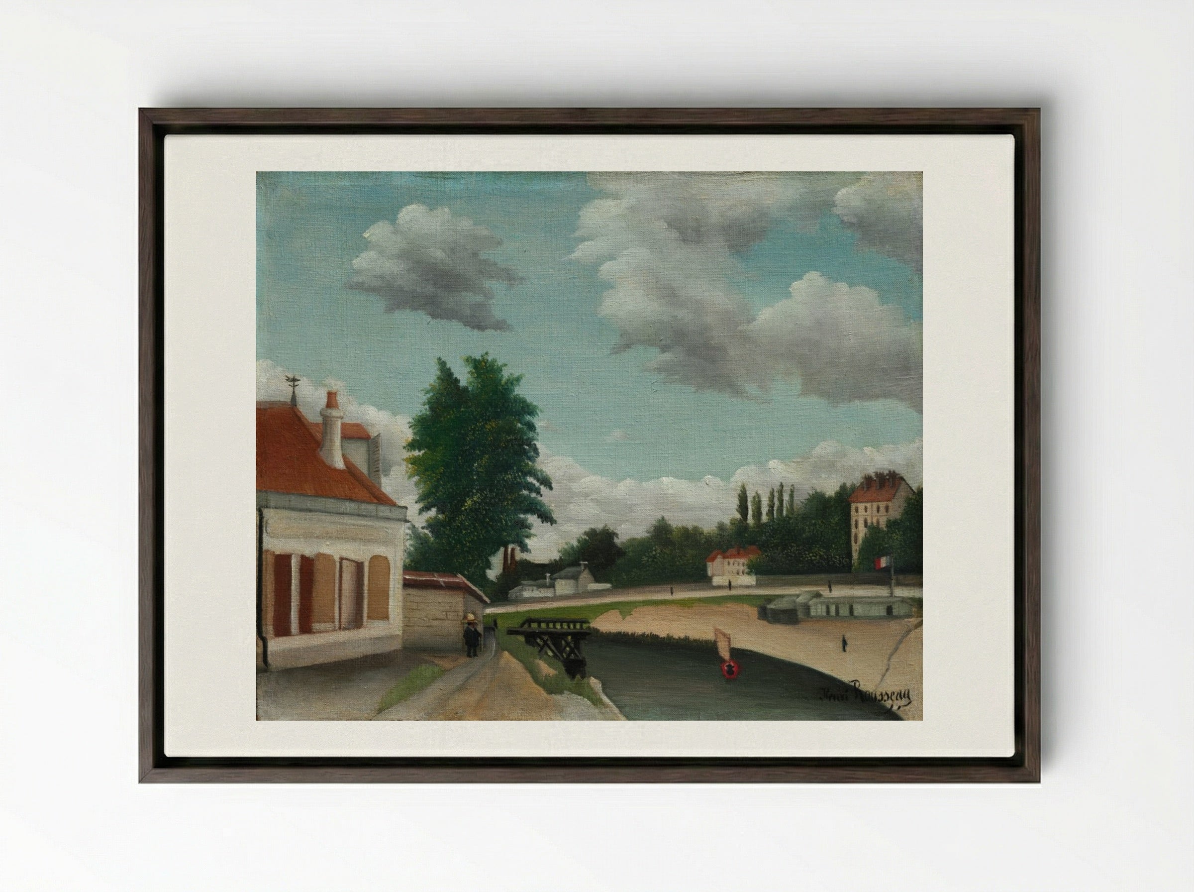 Outskirts of Paris - Henri Rousseau - Framed Canvas Dark Wood