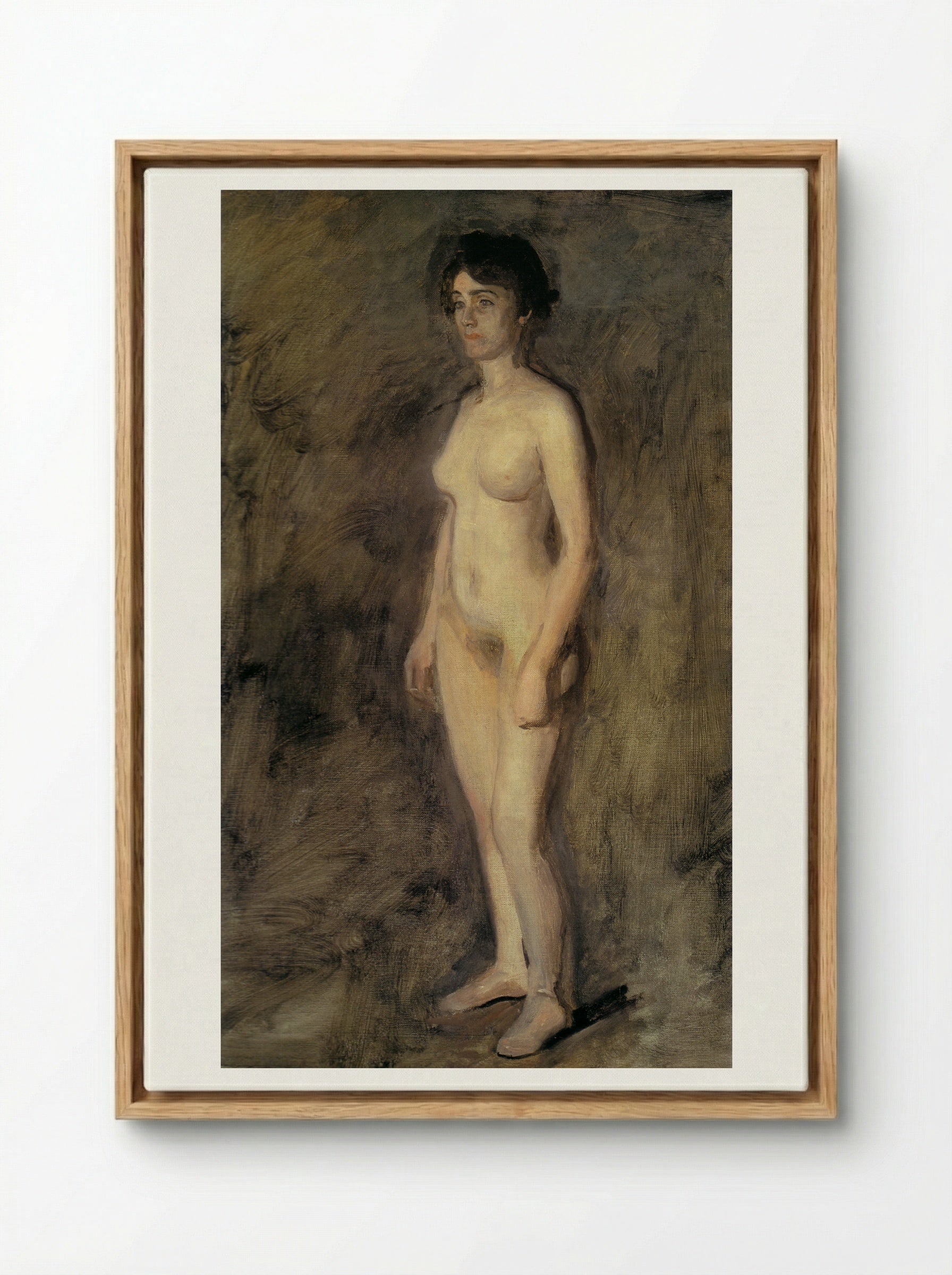 Standing Female Nude - Thomas Eakins - Framed Canvas Wood