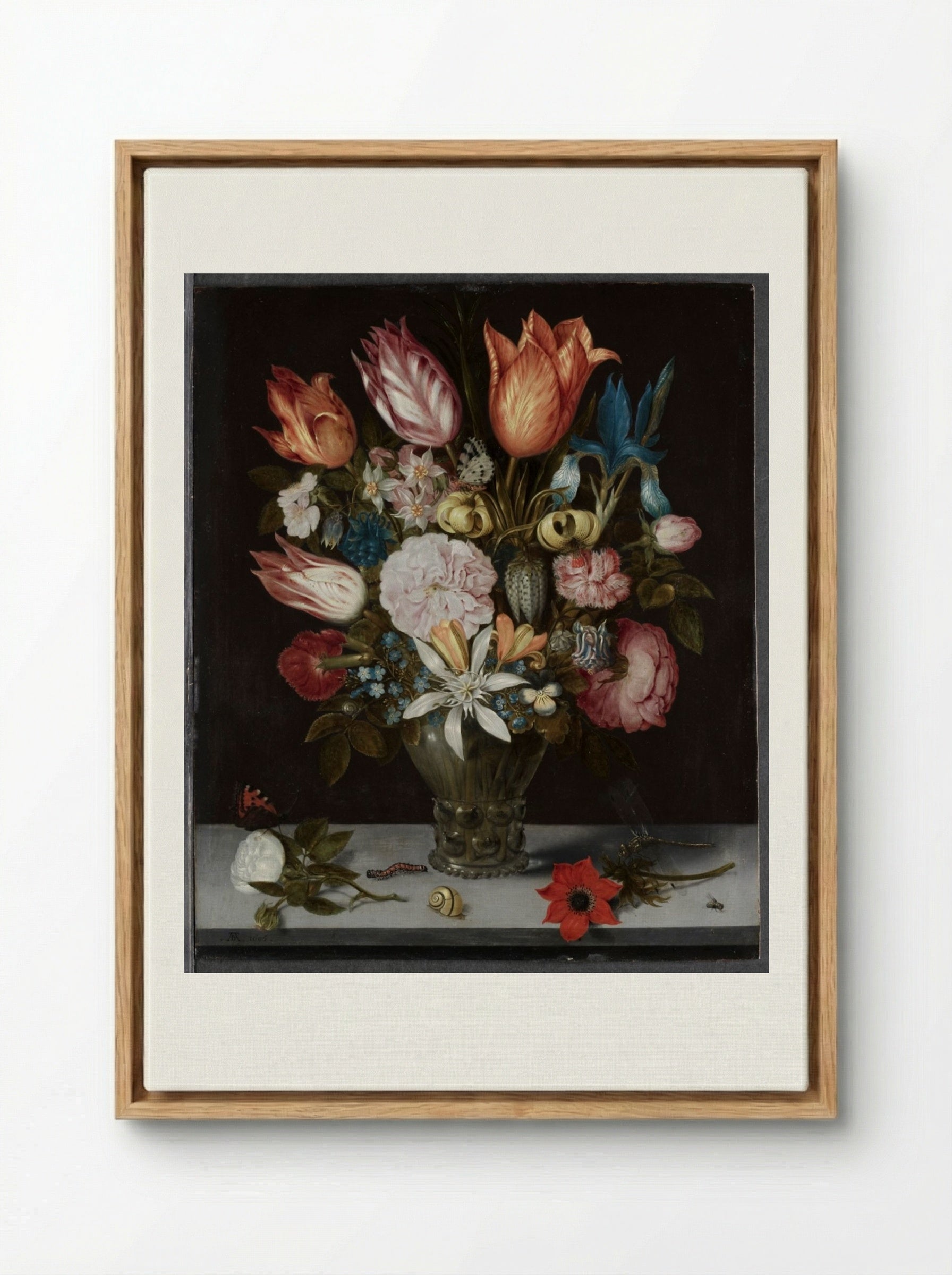 Flowers in a Glass - Ambrosius Bosschaert - Framed Canvas Wood