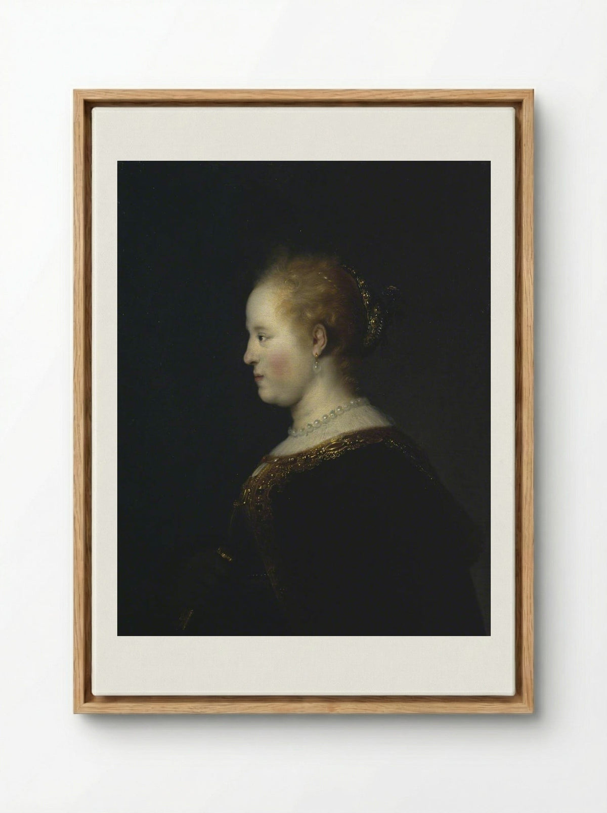 Portrait of a Woman - Rembrandt van Rijn - Framed Canvas Wood