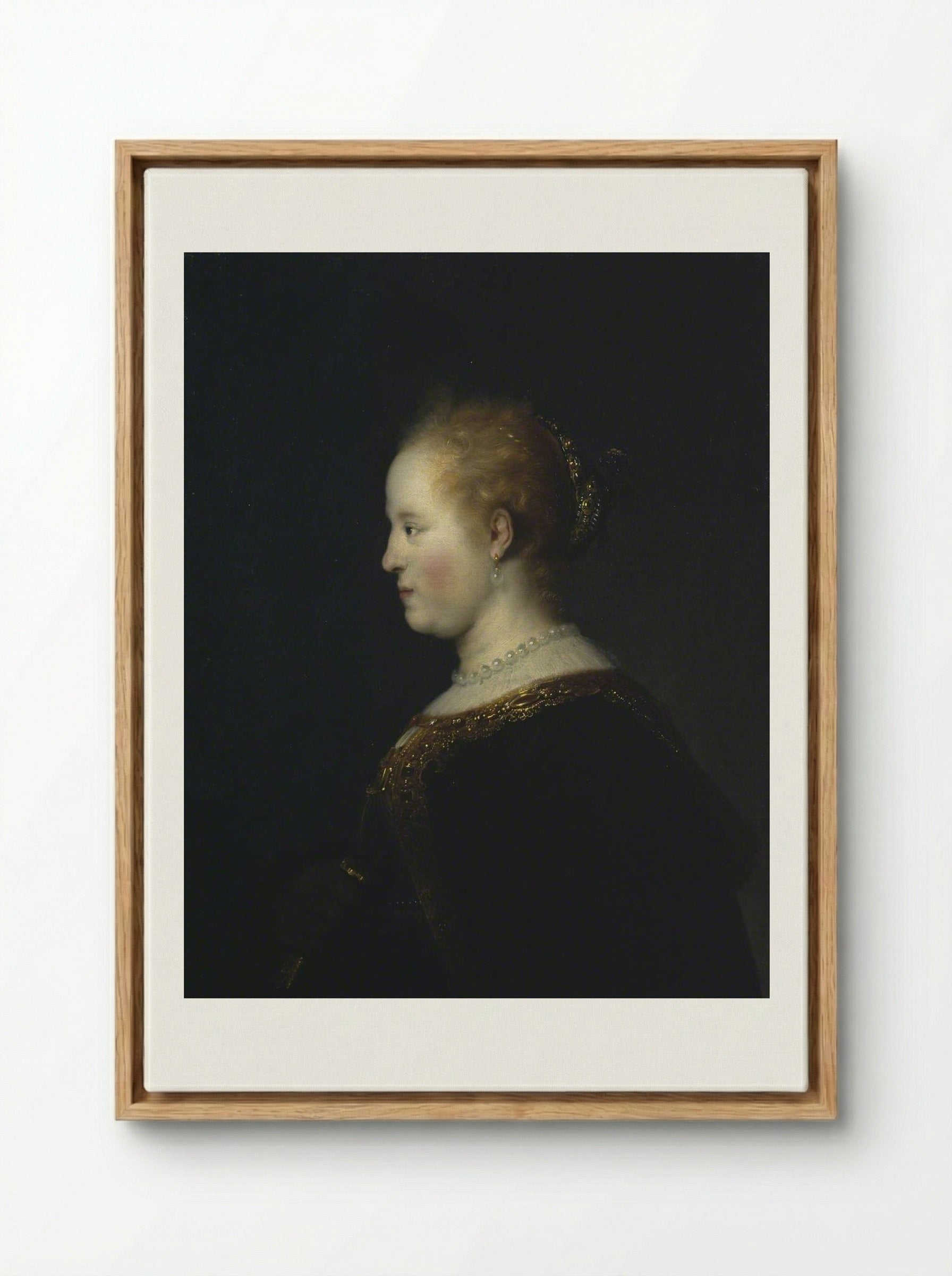 Portrait of a Woman - Rembrandt van Rijn - Framed Canvas Wood