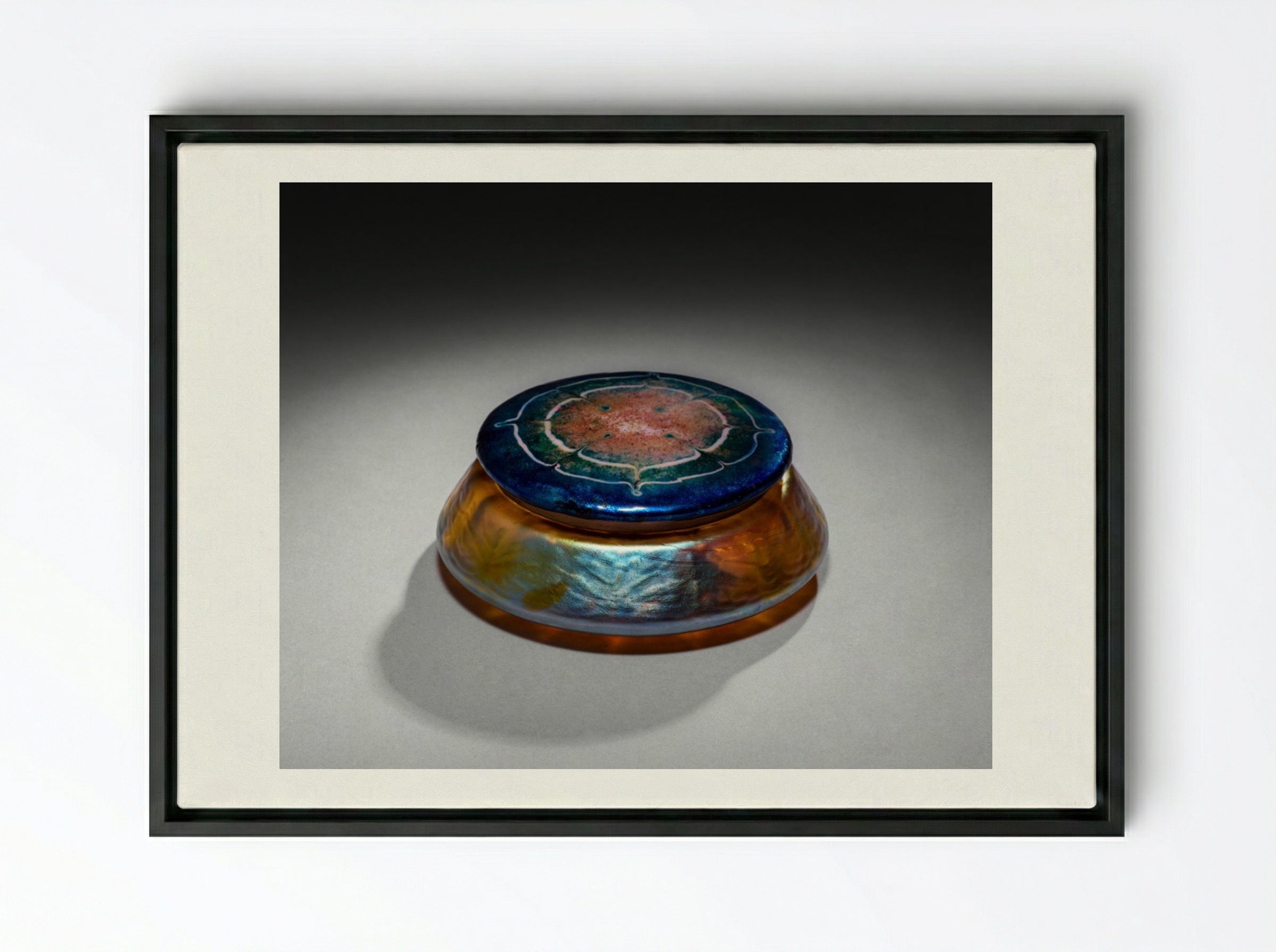 Covered Box - Louis Comfort Tiffany - Framed Canvas Black