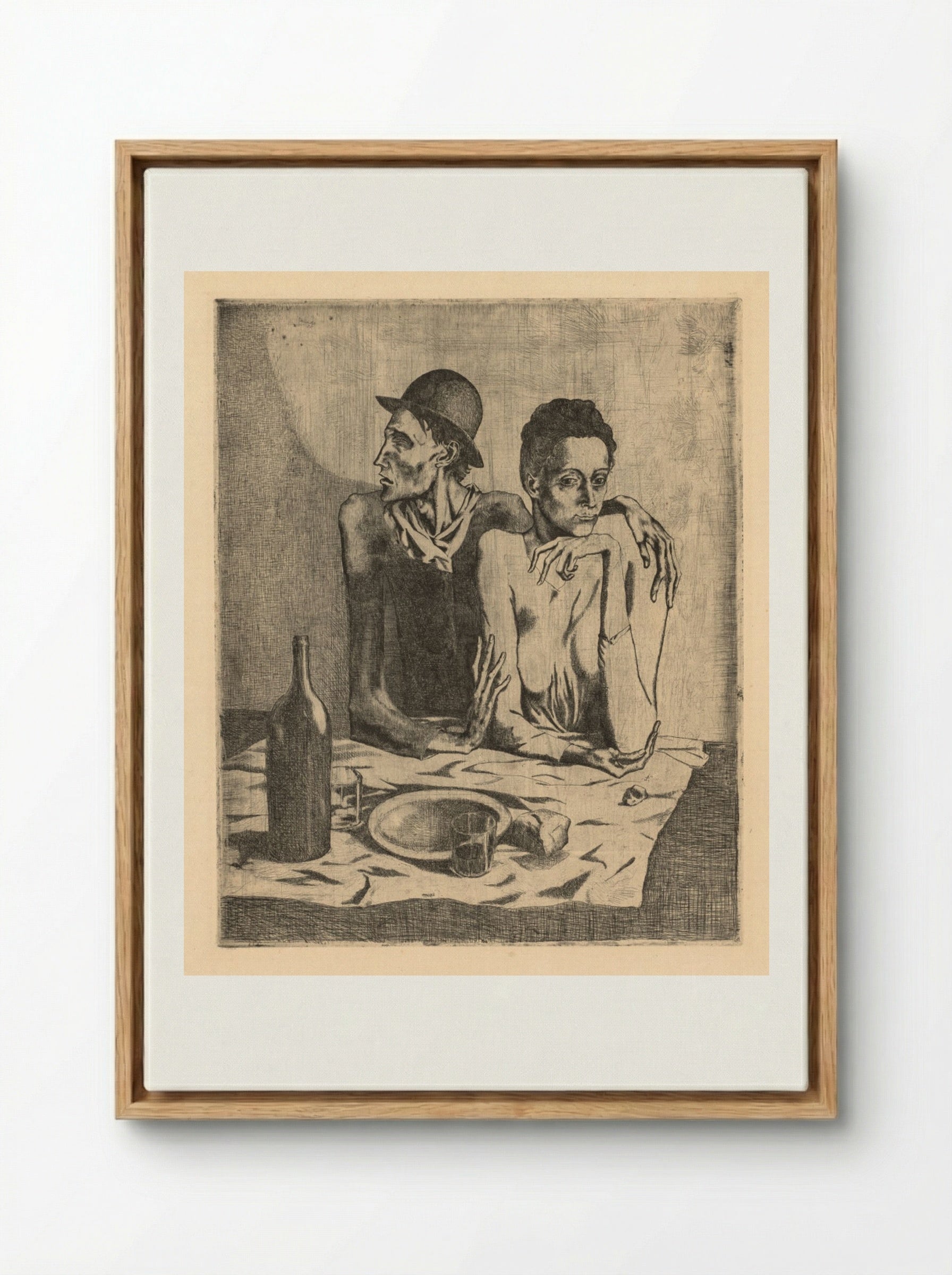 The Frugal Meal - Pablo Picasso - Framed Canvas Wood