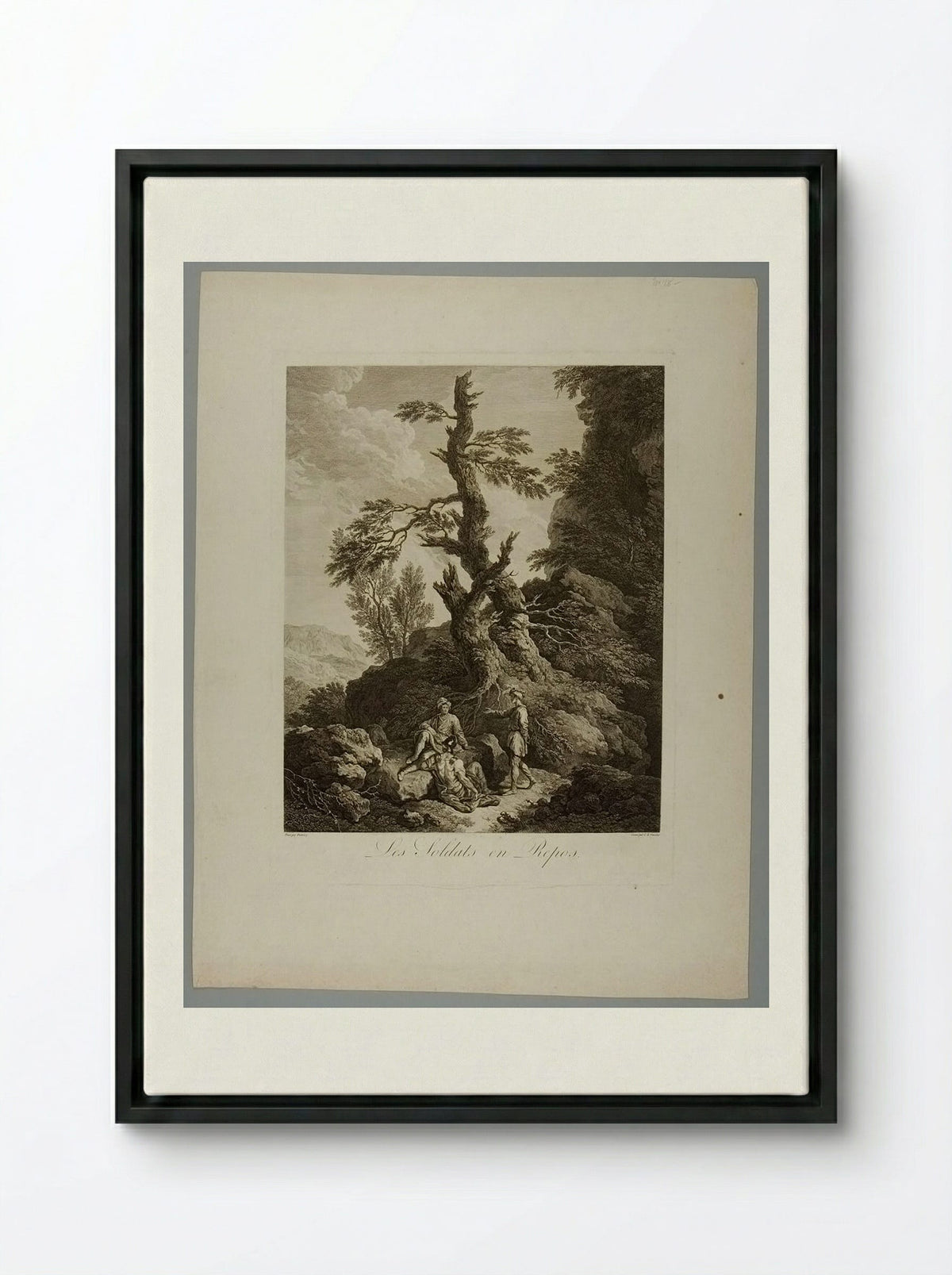 Les Soldats en Repos - Jean Charles Levasseur - Framed Canvas Black