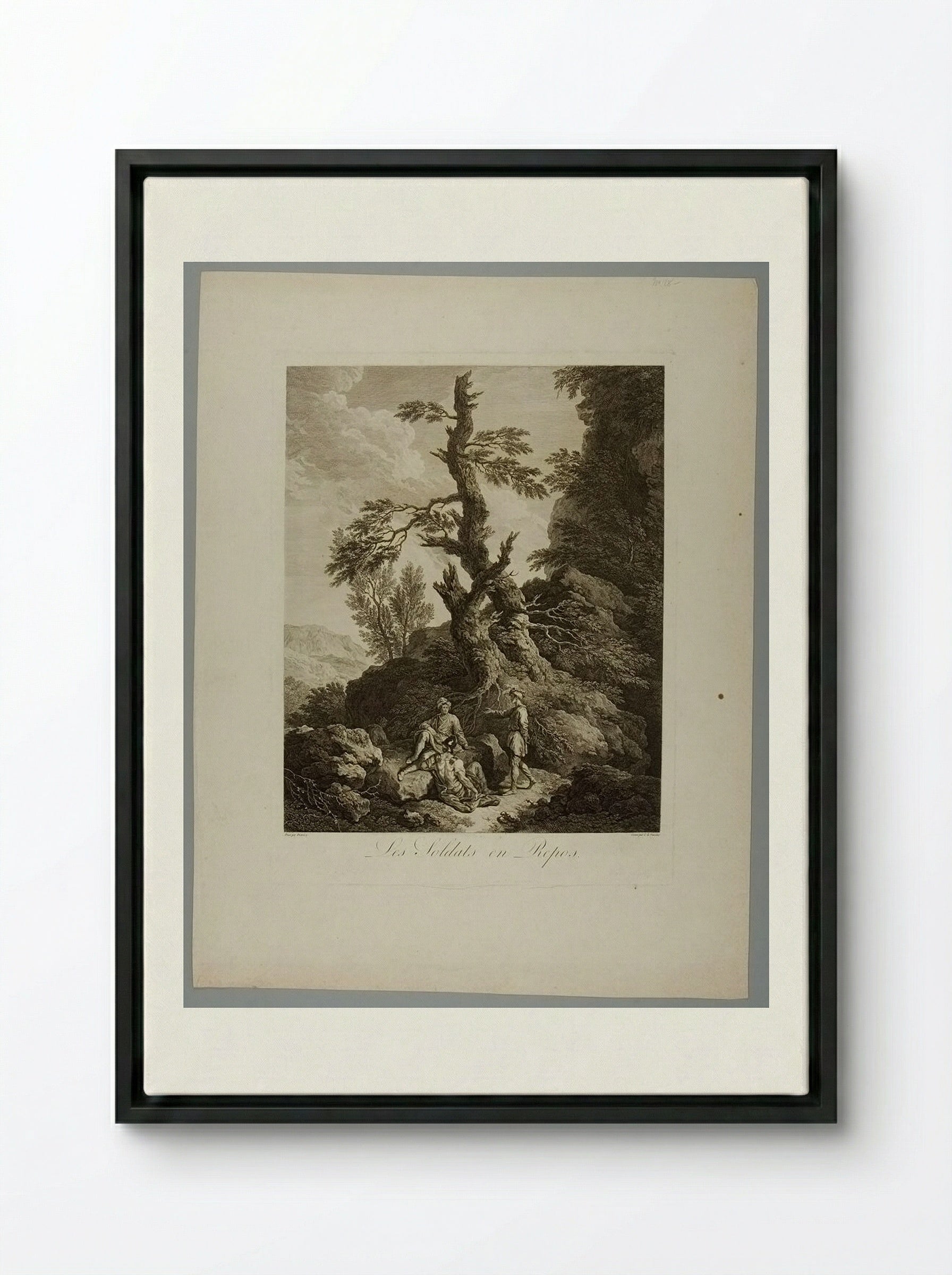 Les Soldats en Repos - Jean Charles Levasseur - Framed Canvas Black