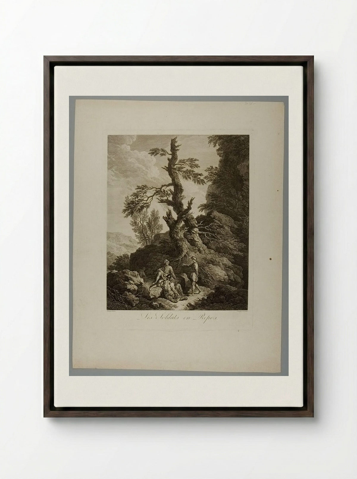 Les Soldats en Repos - Jean Charles Levasseur - Framed Canvas Dark Wood