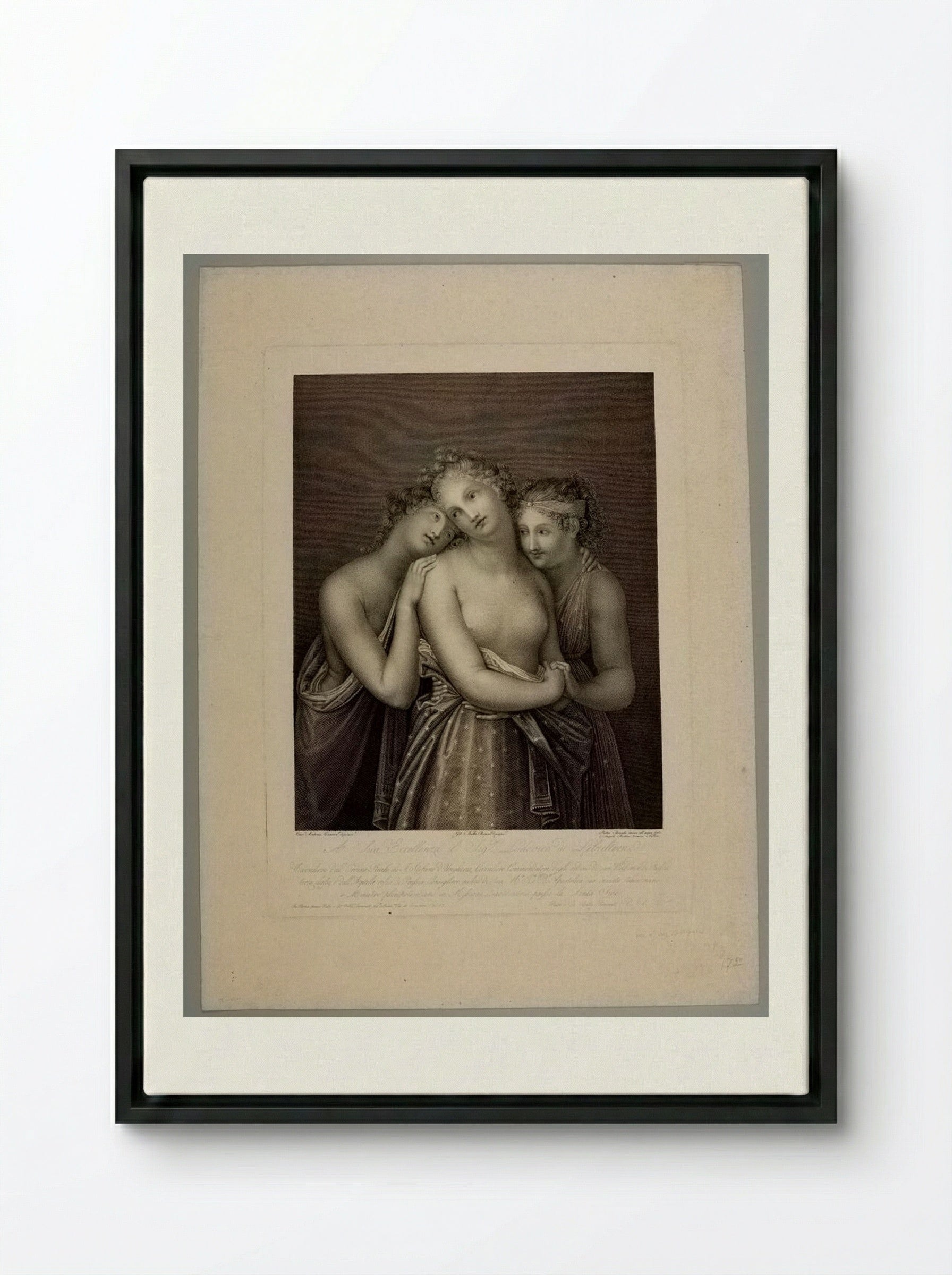 The Three Graces - Pietro Bonato - Framed Canvas Black