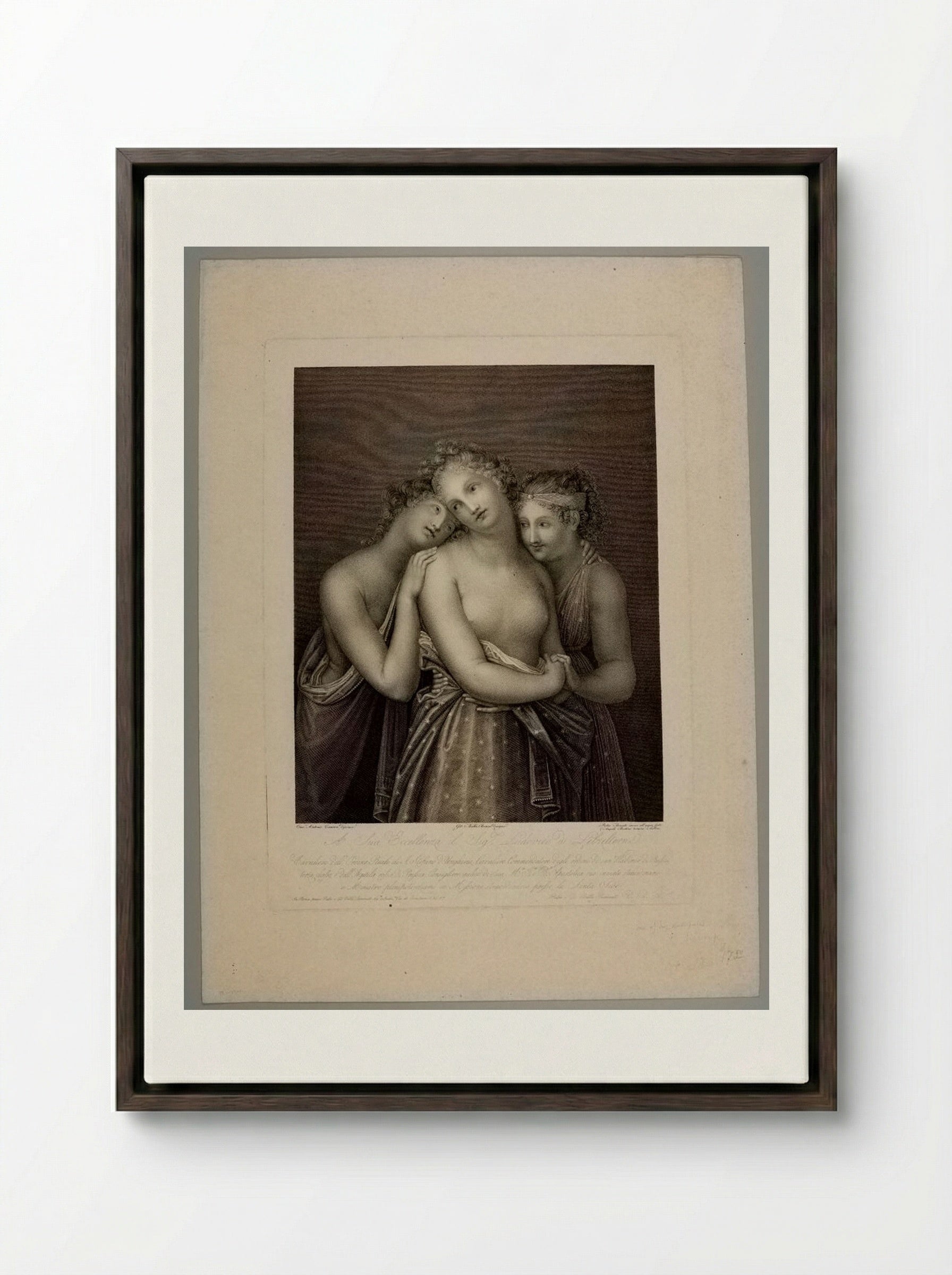 The Three Graces - Pietro Bonato - Framed Canvas Dark Wood