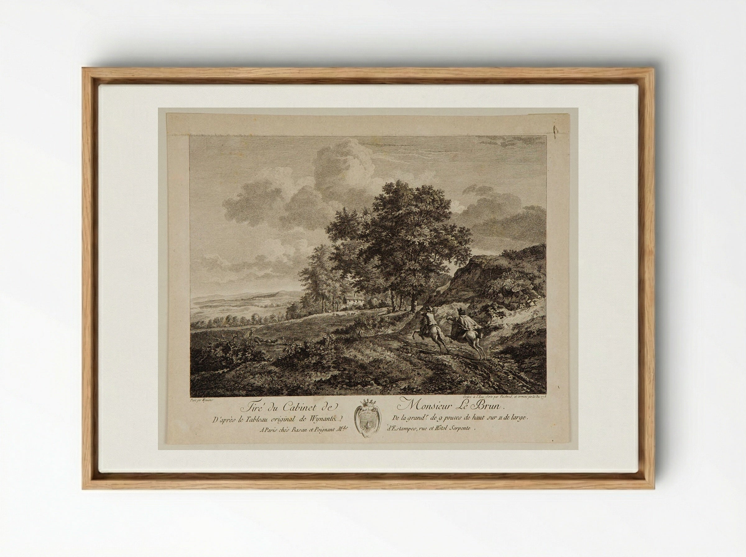 Landscape with Two Horsemen on a Road - Carl Wilhelm Weisbrod - Framed Canvas Wood