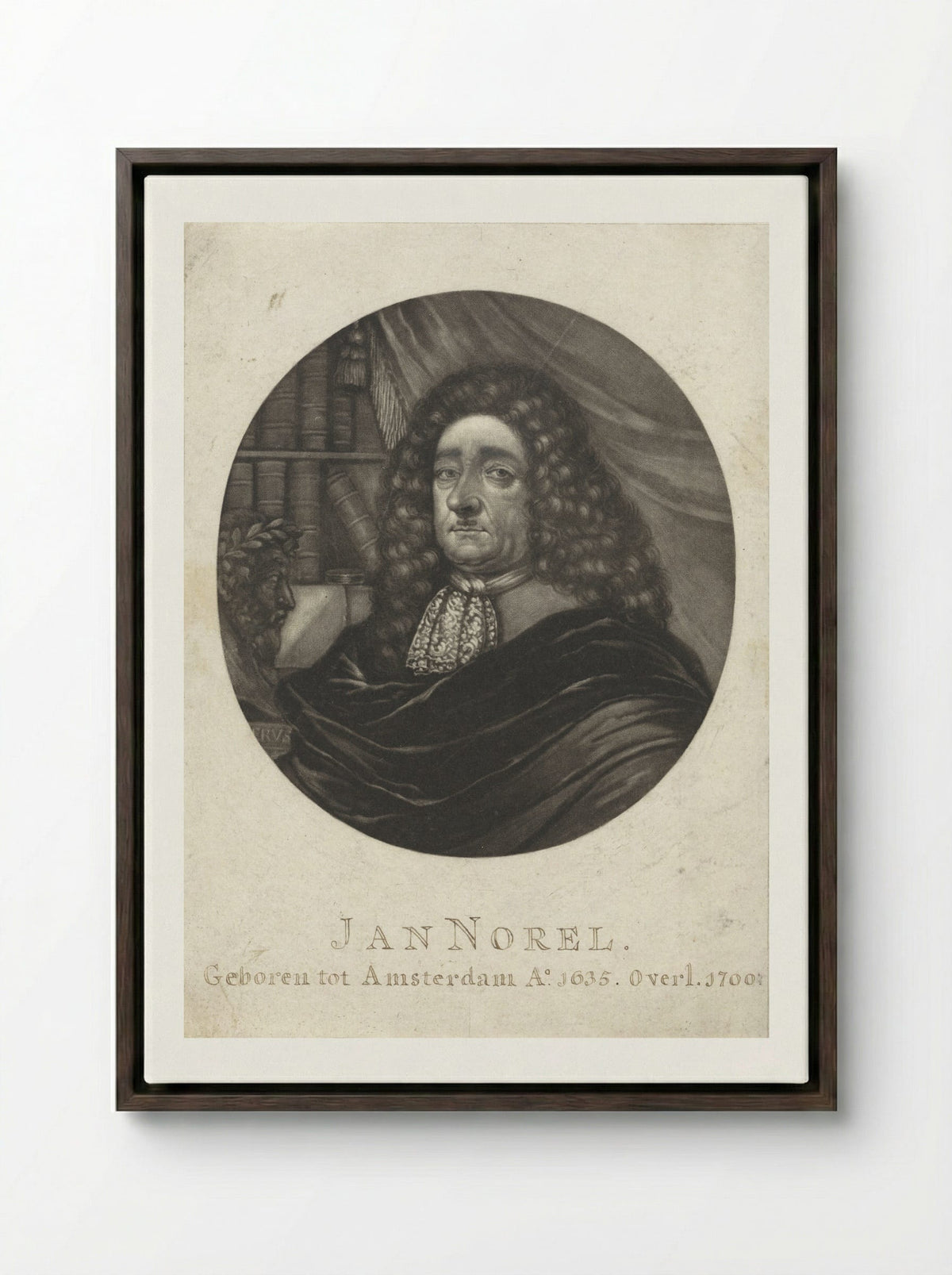 Portrait of Petrus Boudaan - Pieter Schenk (I) - Framed Canvas Dark Wood