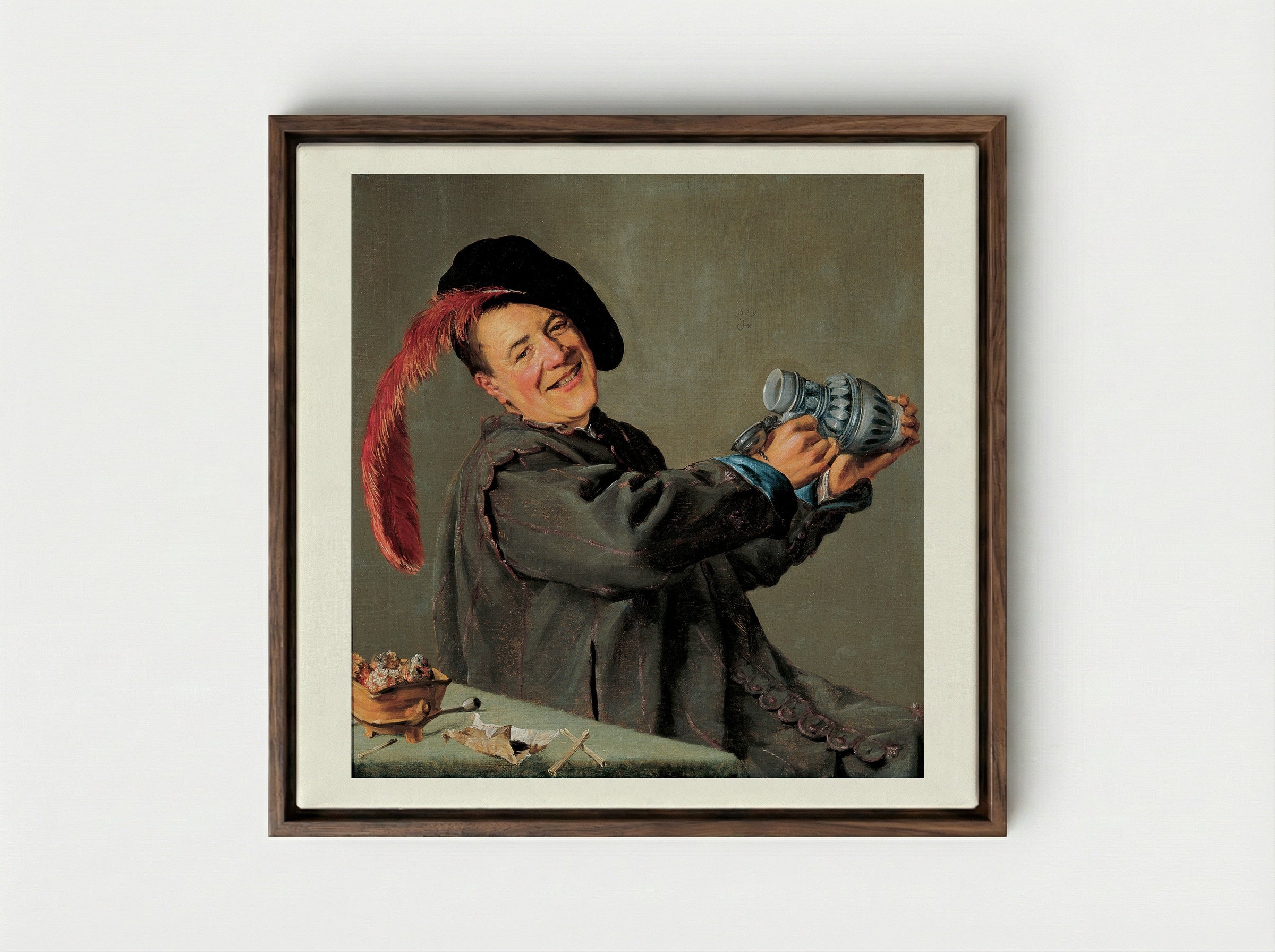 The Jolly Toper - Judith Leyster - Framed Canvas Dark Wood