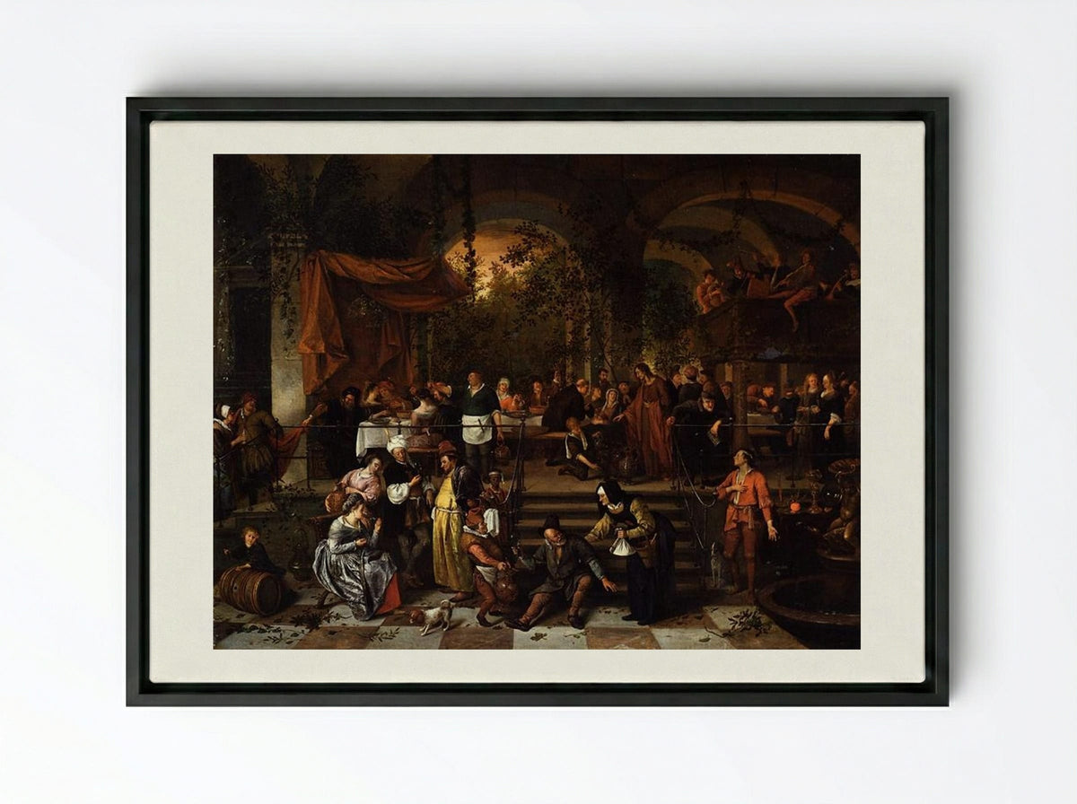 The Wedding Feast at Cana - Jan Steen - Framed Canvas Black