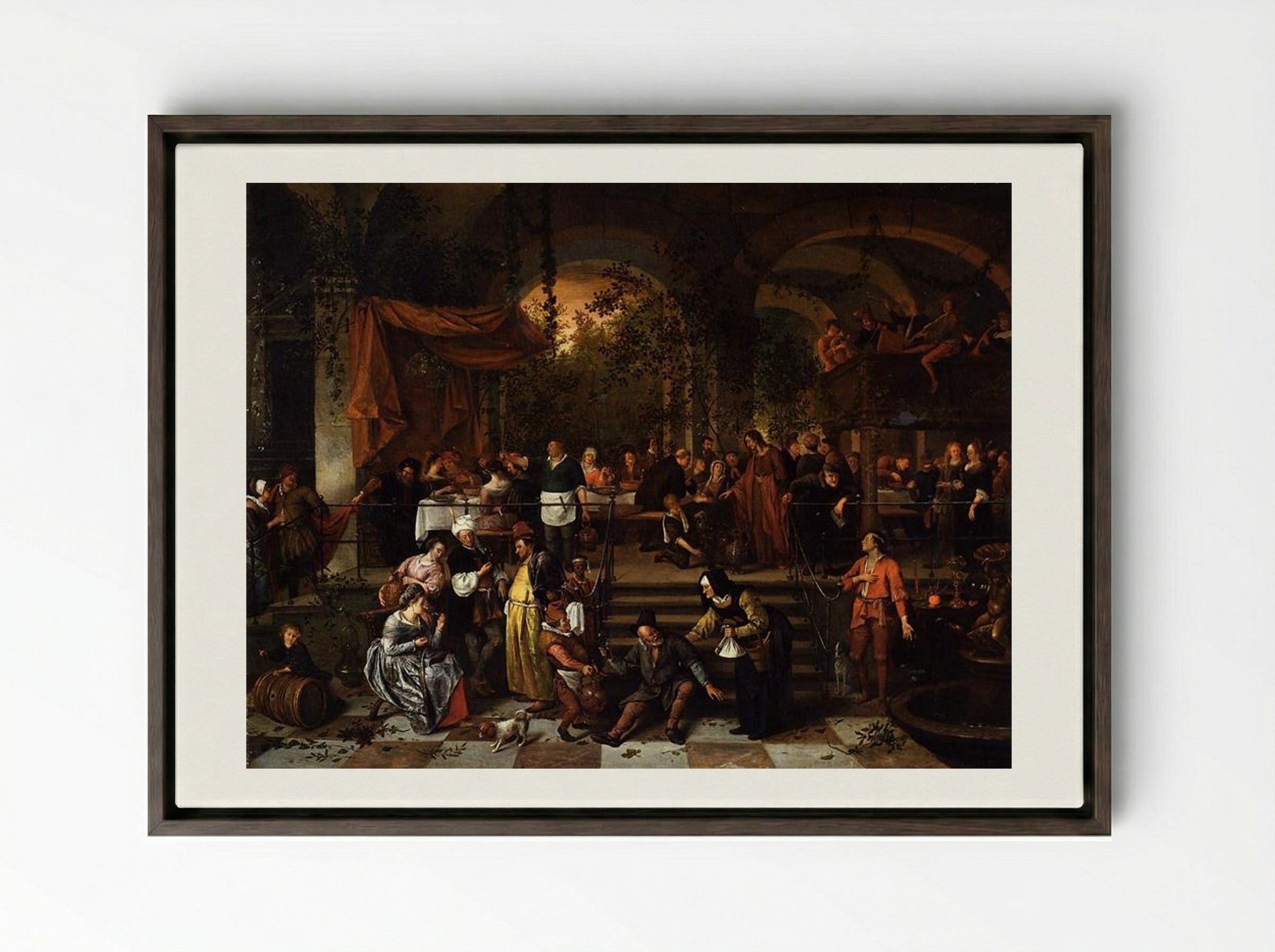 The Wedding Feast at Cana - Jan Steen - Framed Canvas Dark Wood