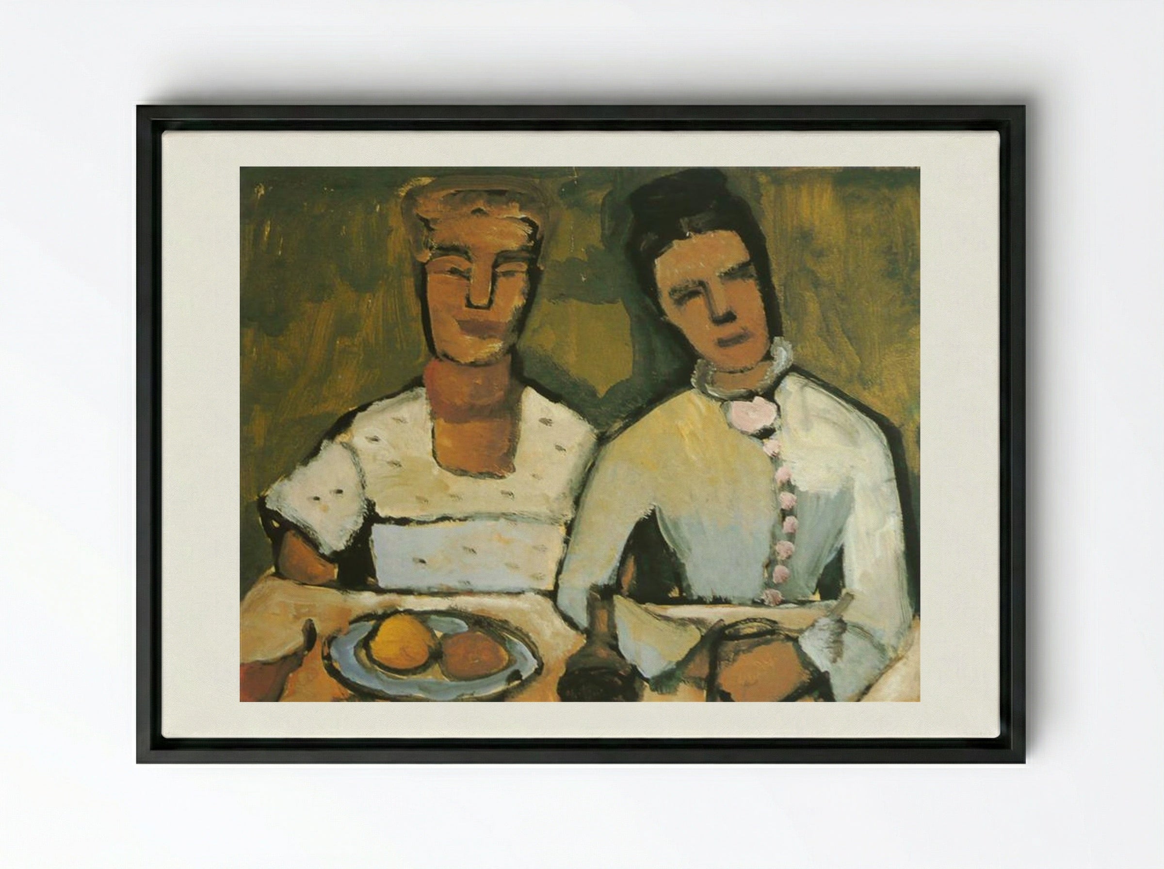 Lee and his sister Hoetger - Paula Modersohn-Becker - Framed Canvas Black