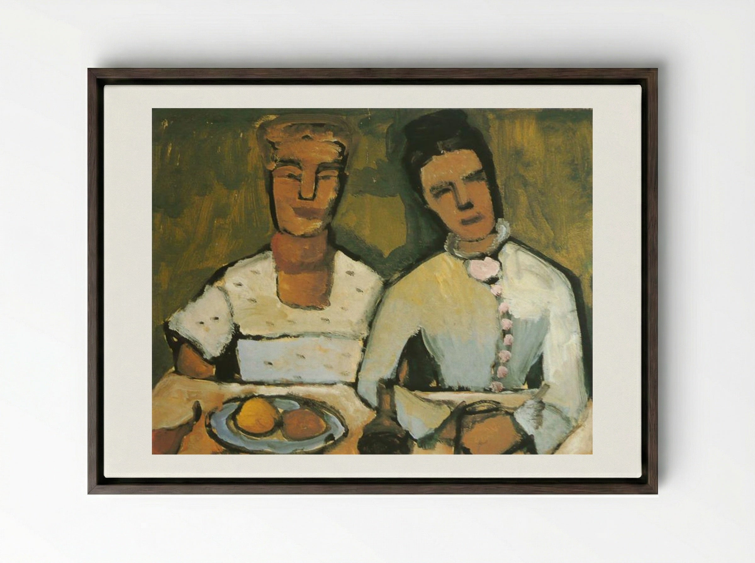 Lee and his sister Hoetger - Paula Modersohn-Becker - Framed Canvas Dark Wood