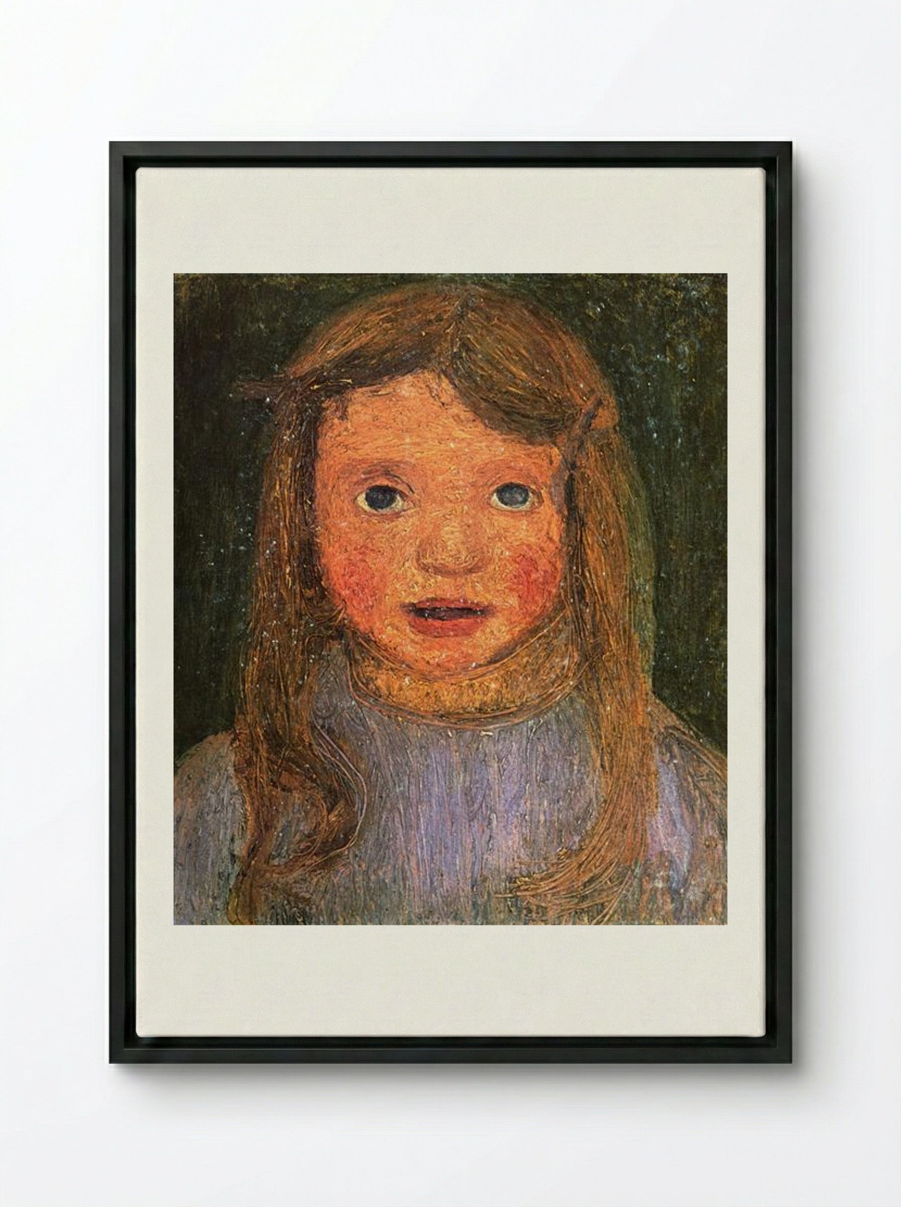 Head of a little girl (Elsbeth) - Paula Modersohn-Becker - Framed Canvas Black