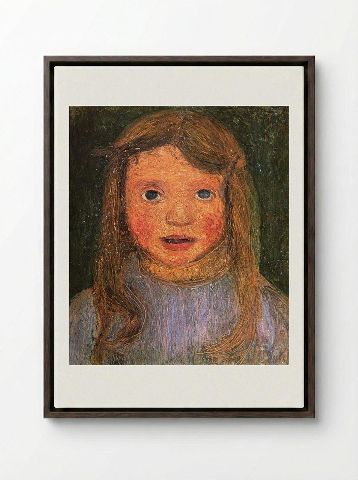 Head of a little girl (Elsbeth) - Paula Modersohn-Becker - Framed Canvas Dark Wood