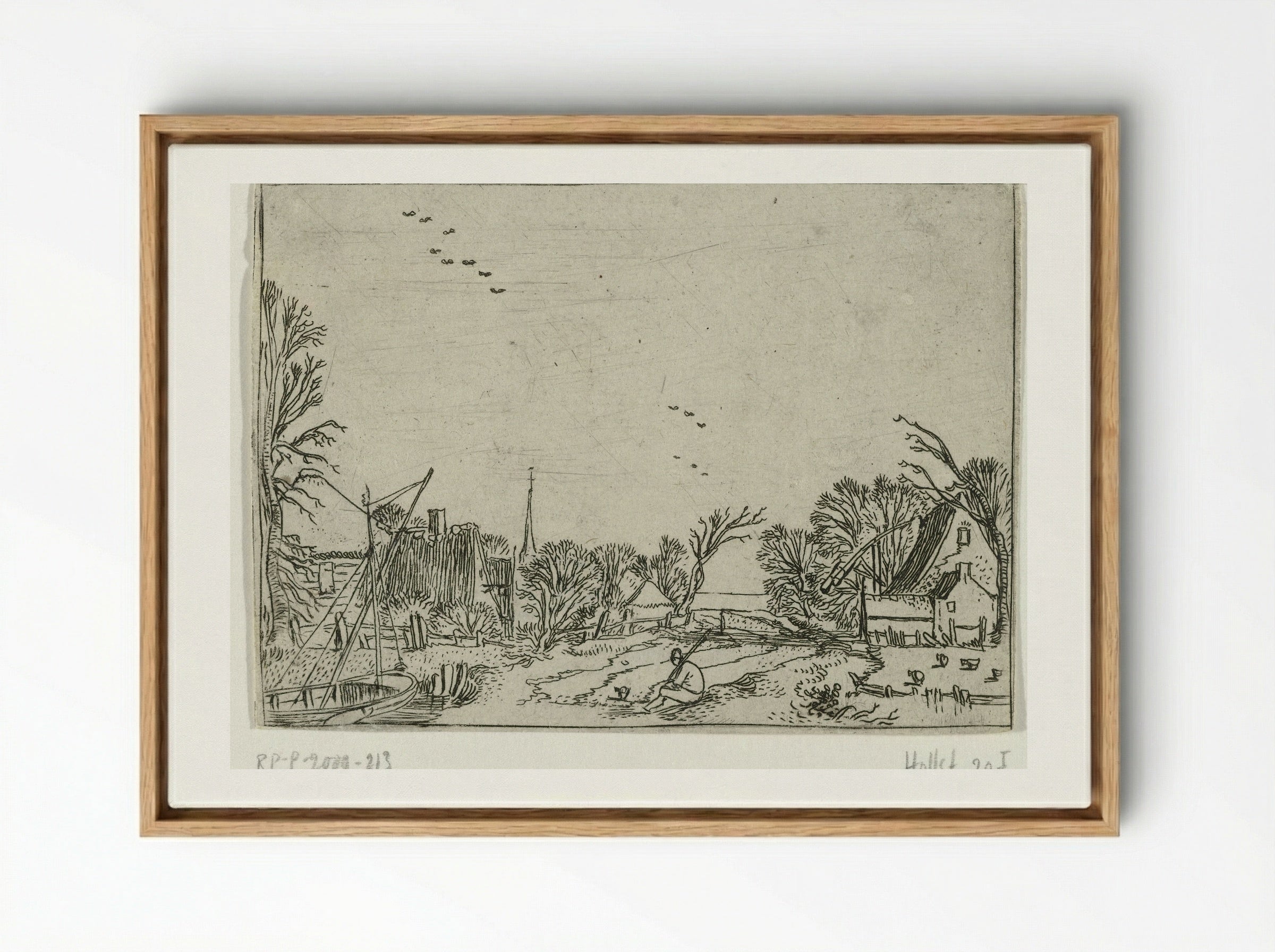Het dorp (The Village) - Esaias van de Velde - Framed Canvas Wood