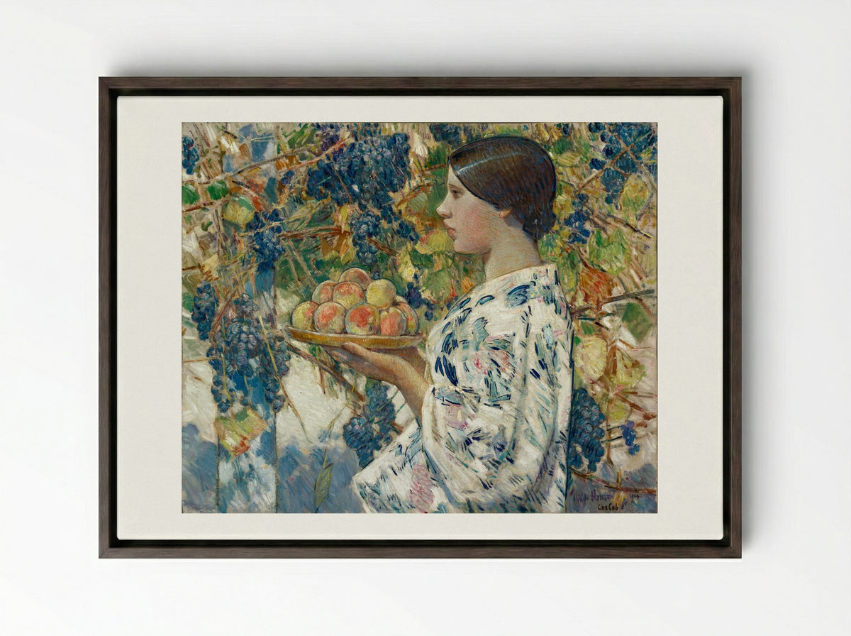 West Indian Girl - Childe Hassam - Framed Canvas Dark Wood