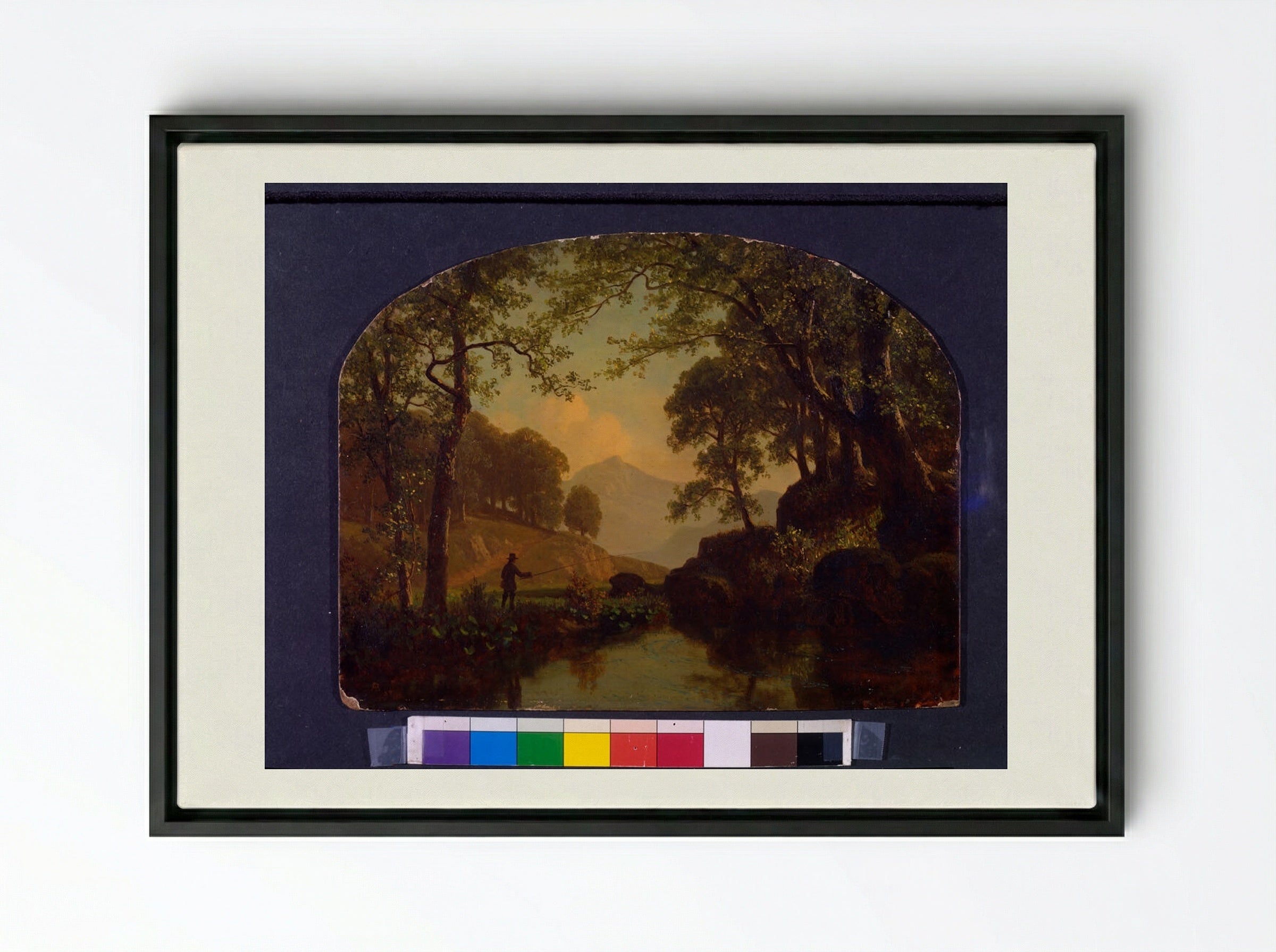The Trout Brook - Albert Bierstadt - Framed Canvas Black