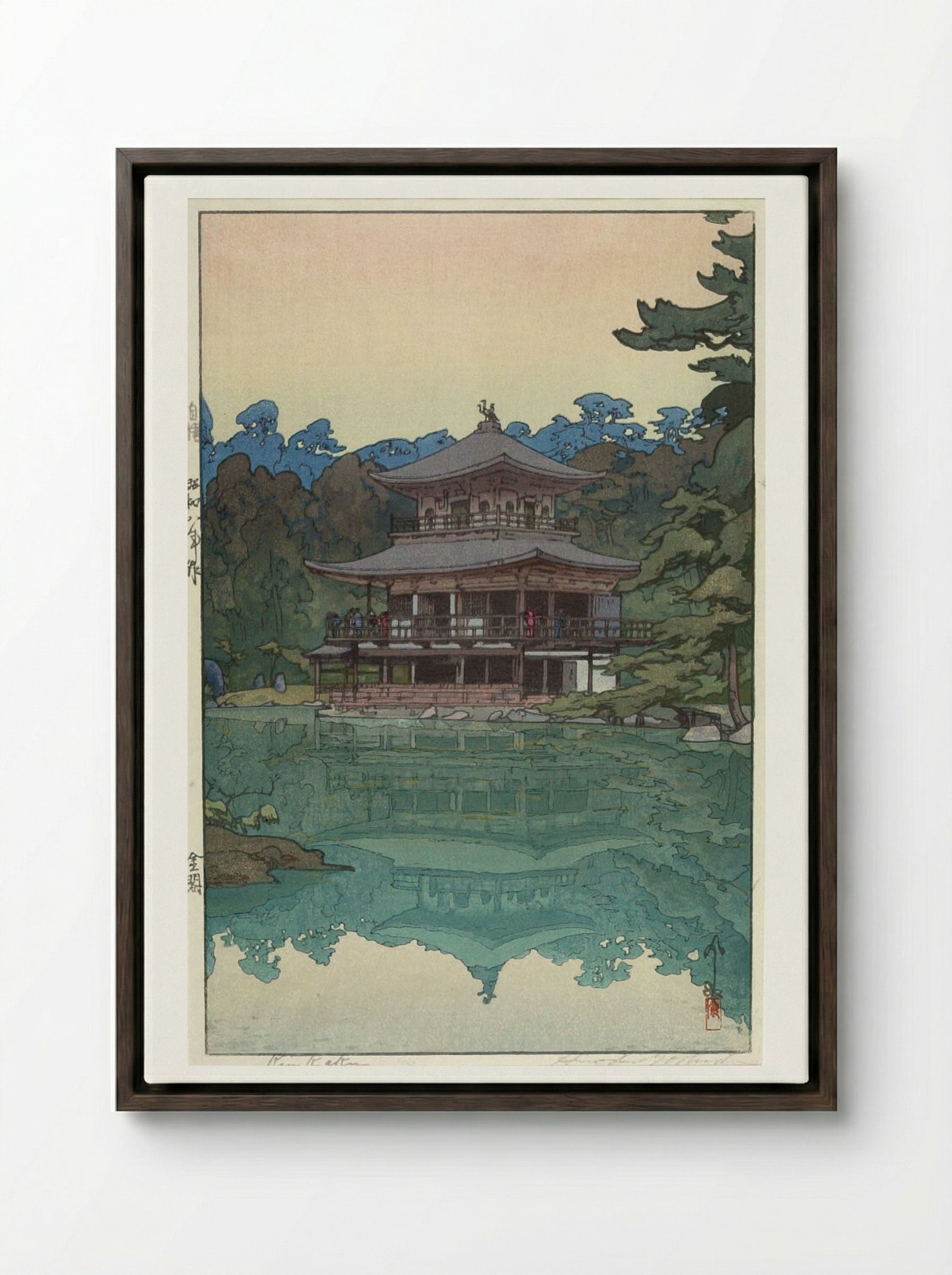 Golden Pavilion (Kinkaku-ji) - Yoshida Hiroshi - Framed Canvas Dark Wood