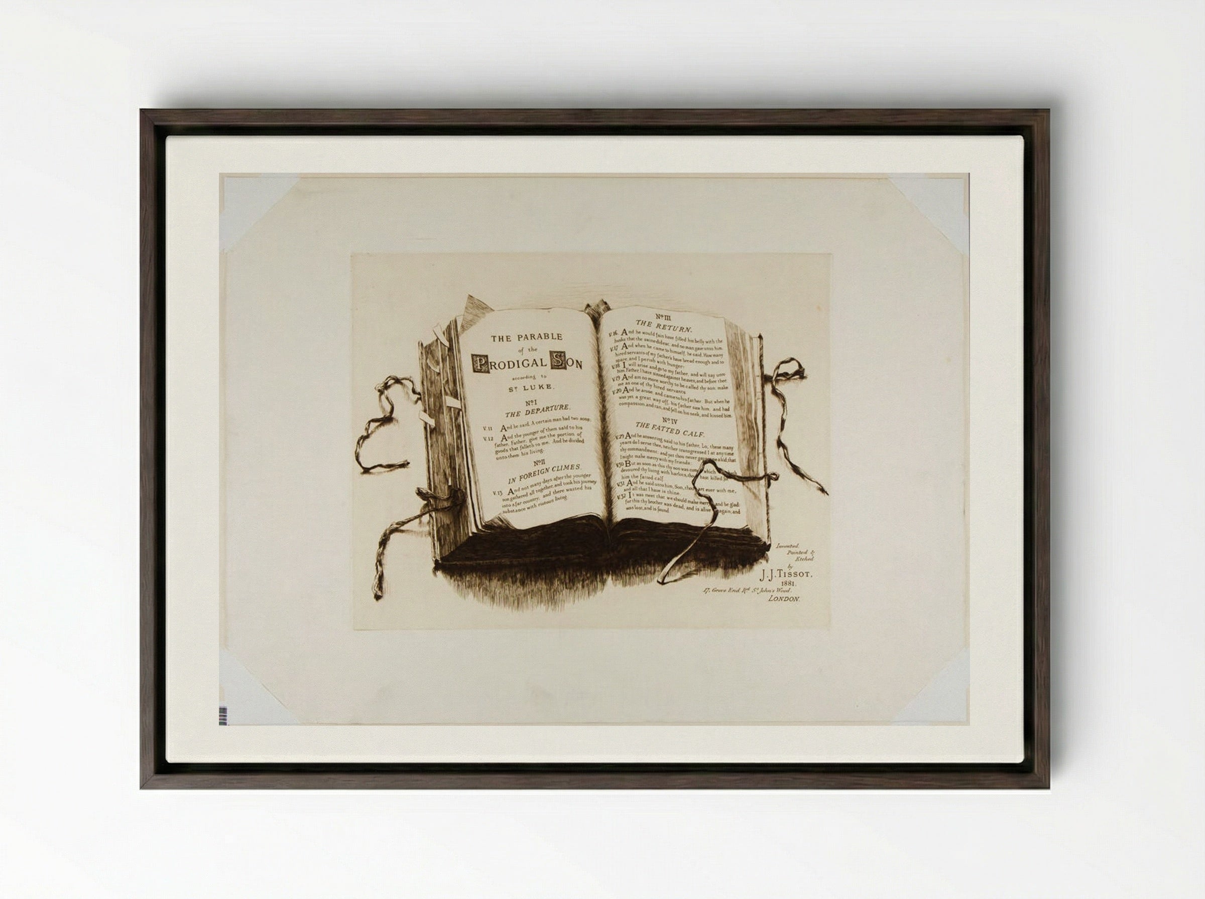 Titlepage from The Parable of the Prodigal Son - James Tissot - Framed Canvas Dark Wood