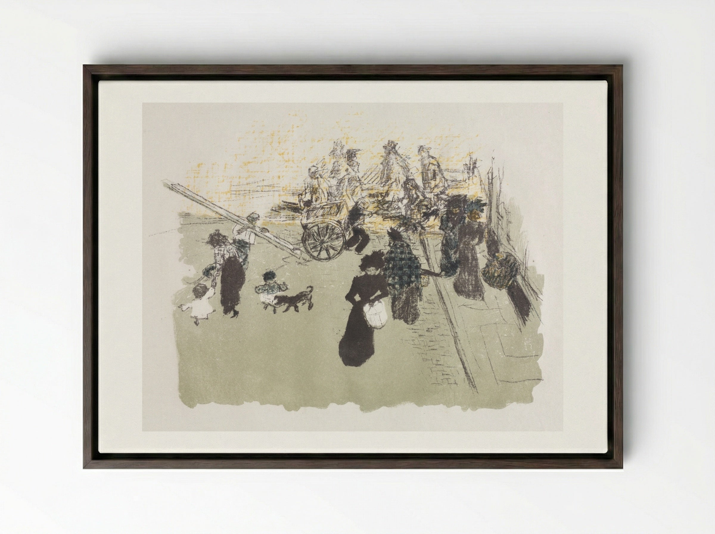 Street Corner - Pierre Bonnard - Framed Canvas Dark Wood
