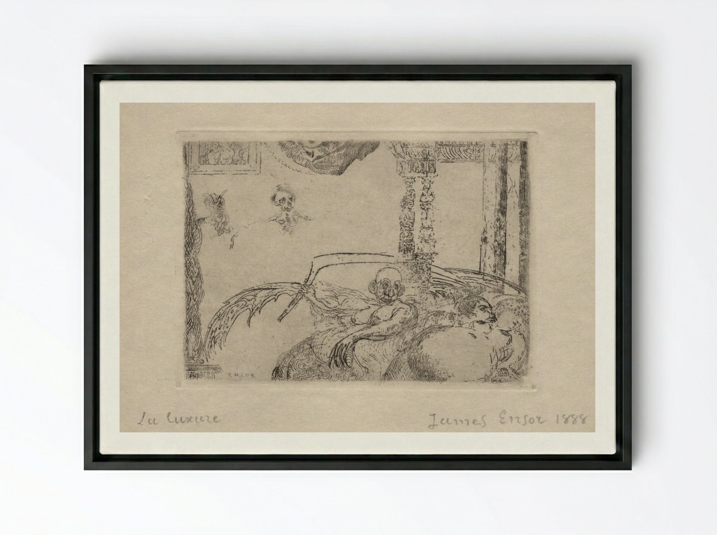 The Seven Deadly Sins: Lust - James Ensor - Framed Canvas Black