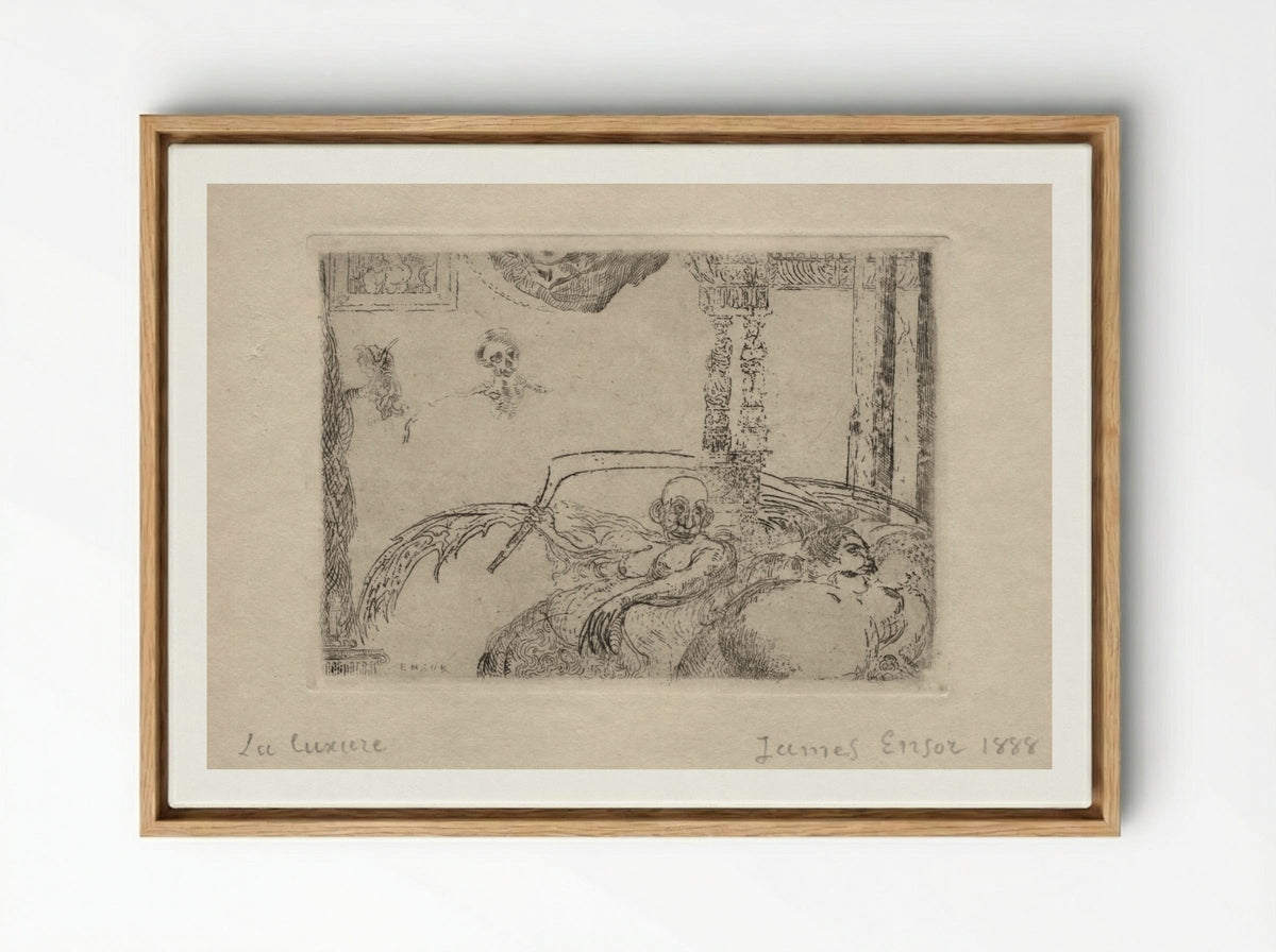 The Seven Deadly Sins: Lust - James Ensor - Framed Canvas Wood