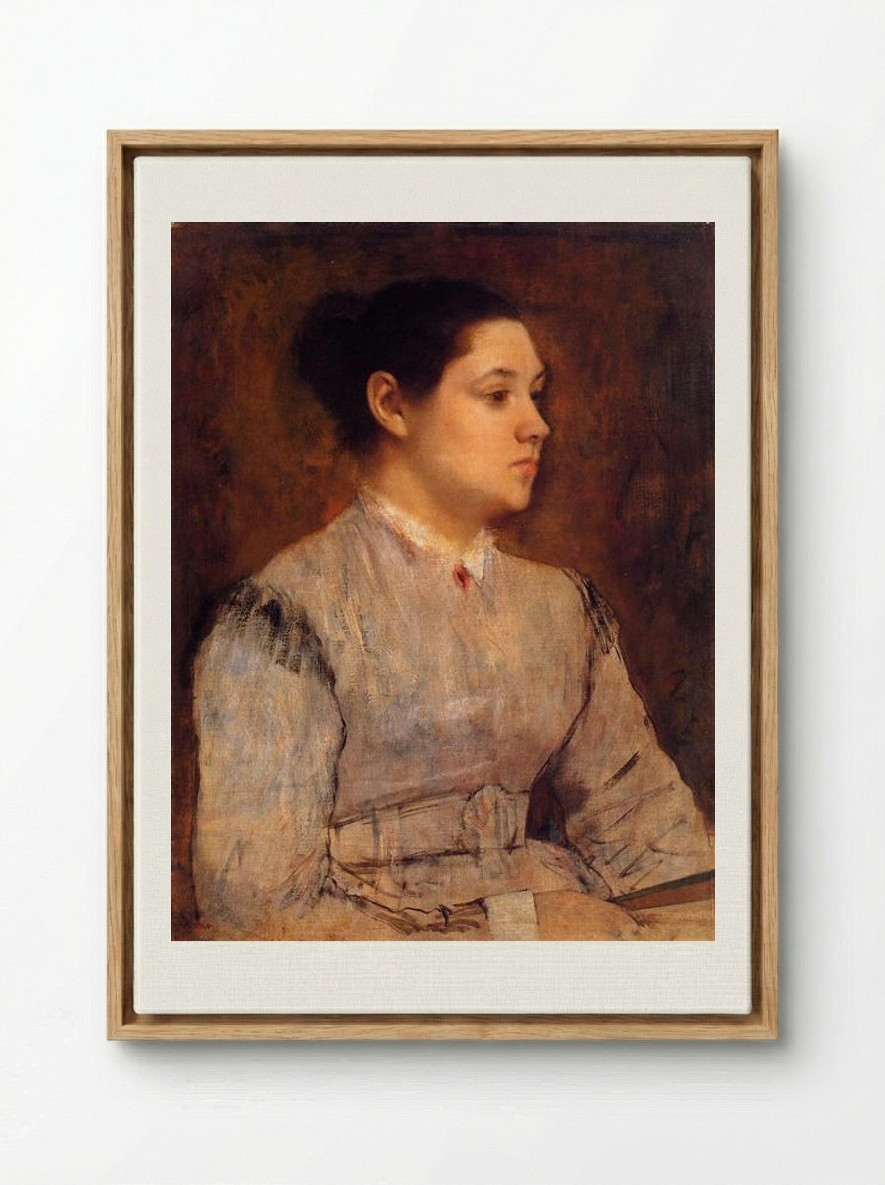 Portrait of a Young Woman - Edgar Degas - Framed Canvas Wood