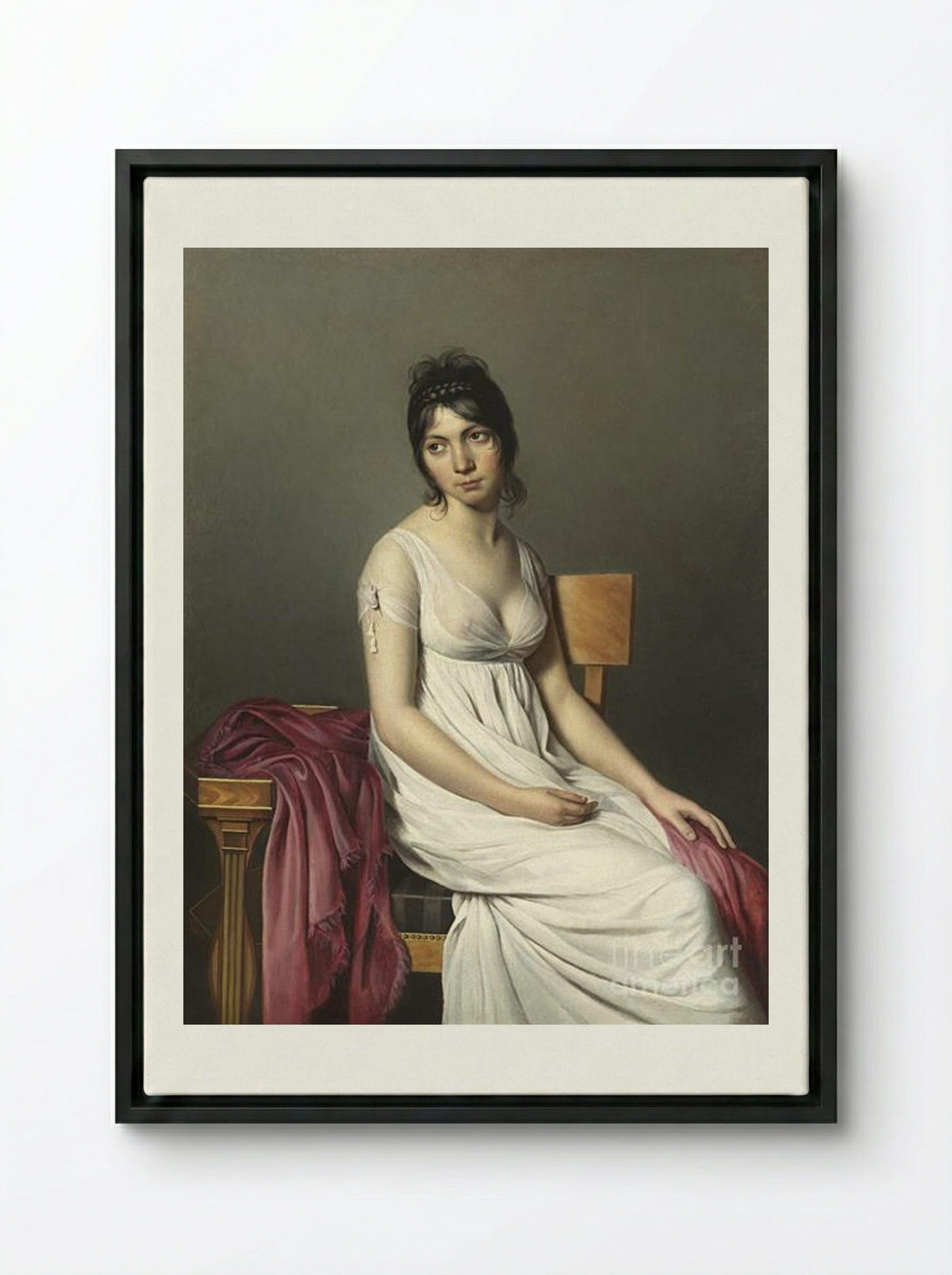 Portrait of a Young Woman - Jacques-Louis David - Framed Canvas Black